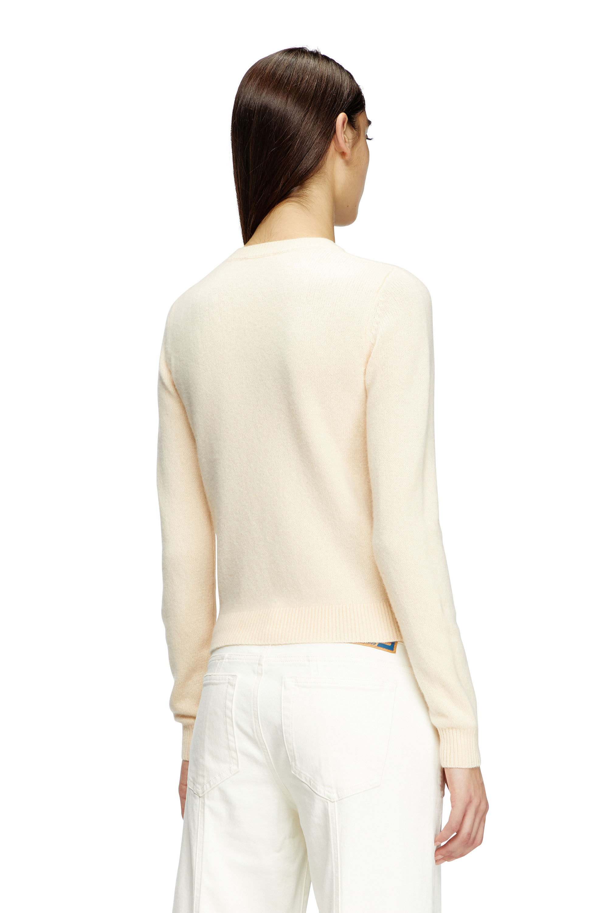 Diesel - M-AREESA-SLIM, Woman's Cashmere-blend jumper with cut-out logo in Beige - 4