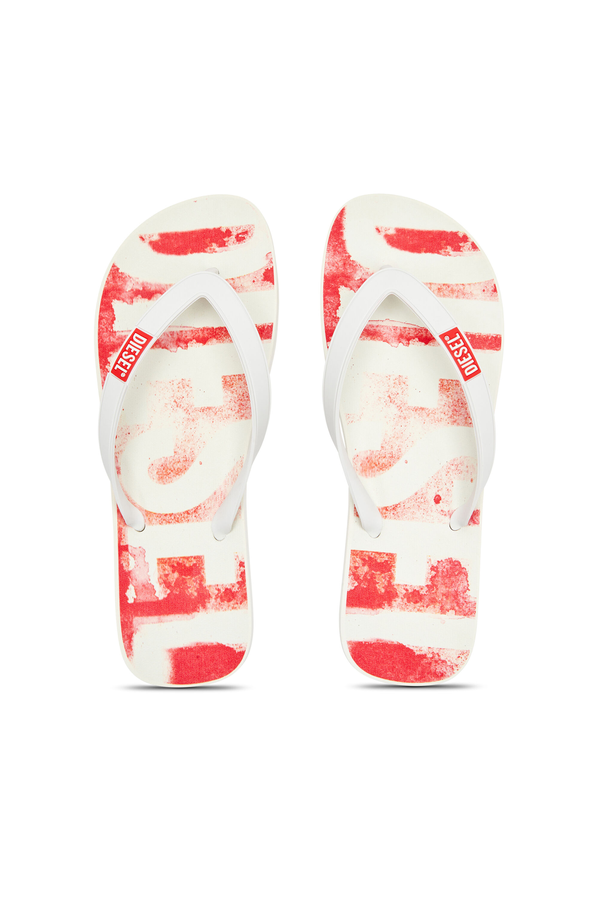 Diesel - SA-RIO, Man's Sa-Rio-Rubber flip-flops with graffiti logo in White/Red - 4