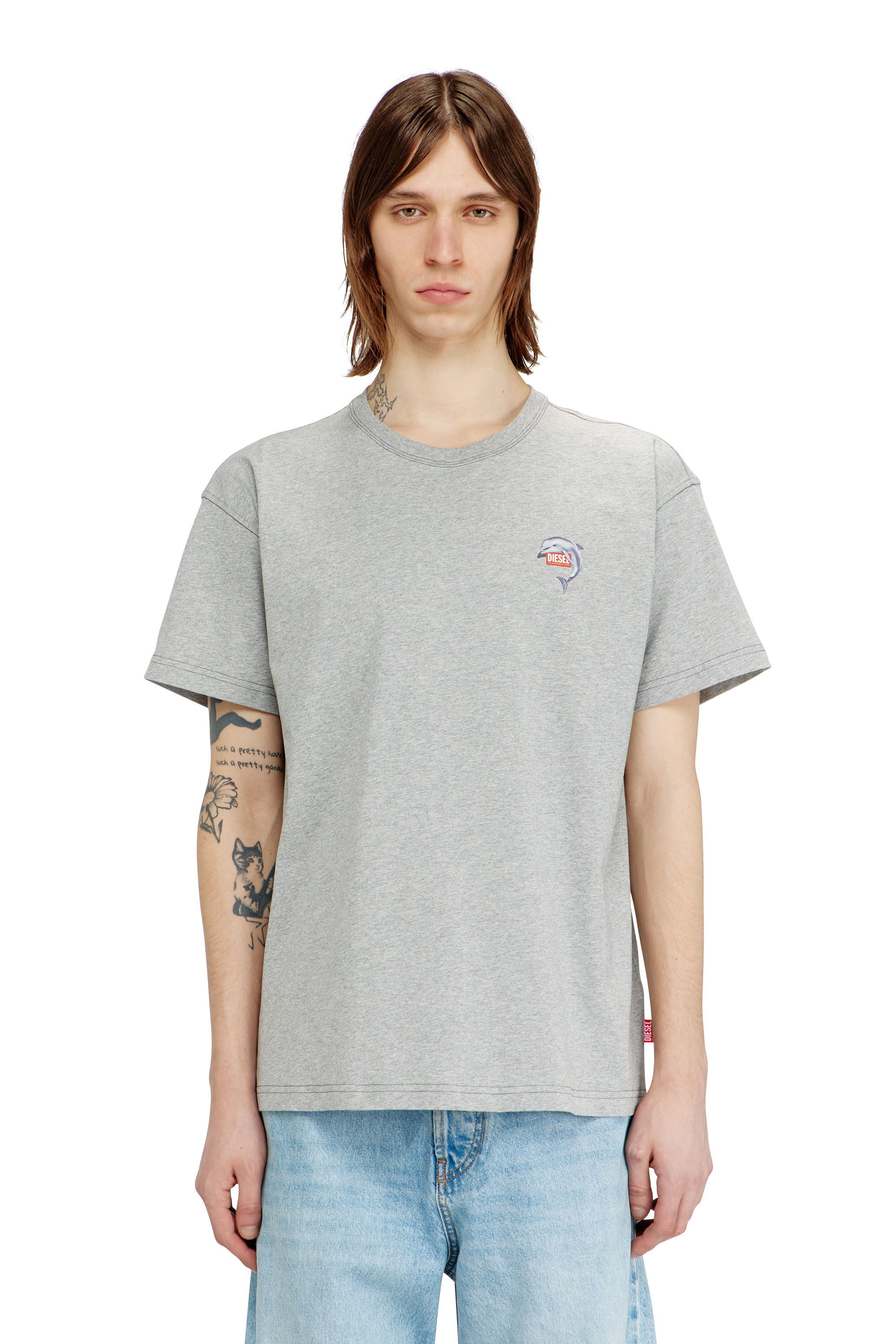 Diesel - T-NORM-DOLPHIN, Man's T-shirt with dolphin and logo print in null - 3