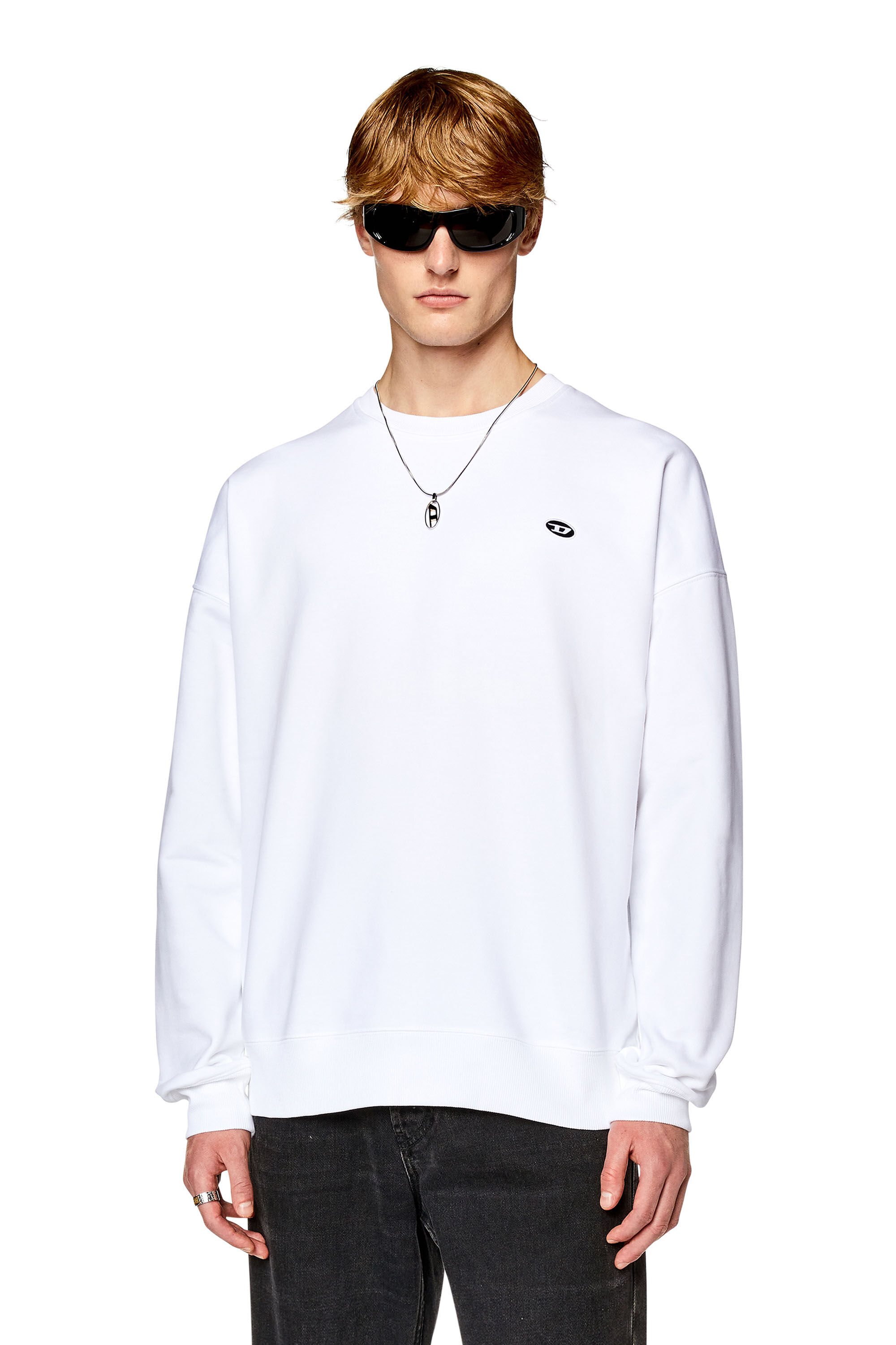 Diesel - S-ROB-DOVAL-PJ, Man Sweatshirt with oval D patch in White - Image 3