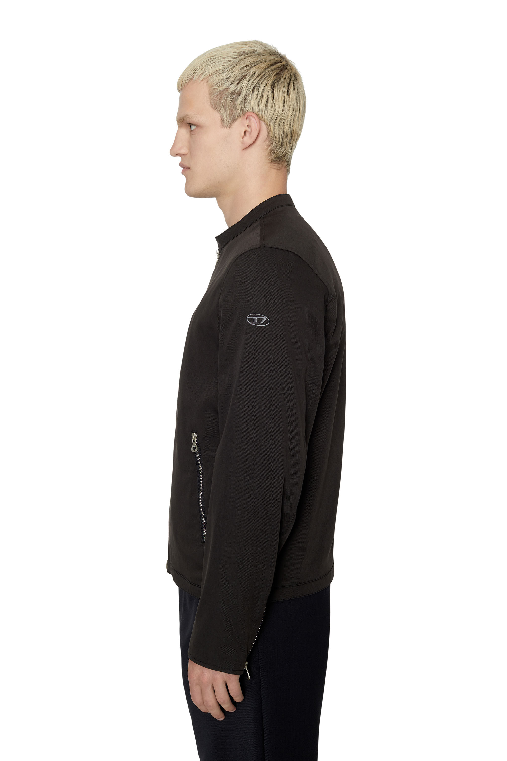 Diesel - J-GLORY-NW, Man Biker jacket in cotton-touch nylon in Black - Image 5