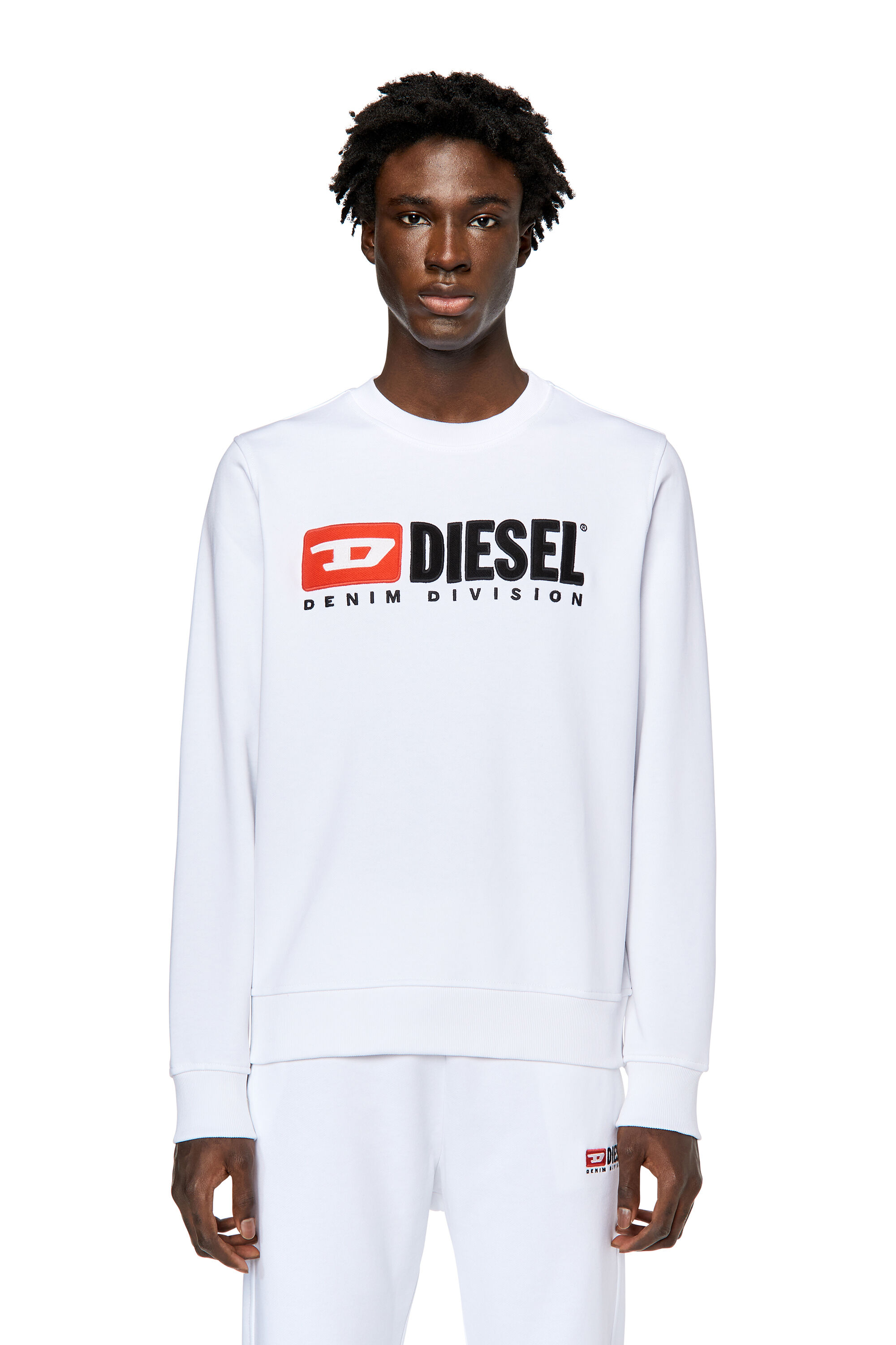 Diesel - S-GINN-DIV, Man Sweatshirt with logo appliqué in White - Image 3