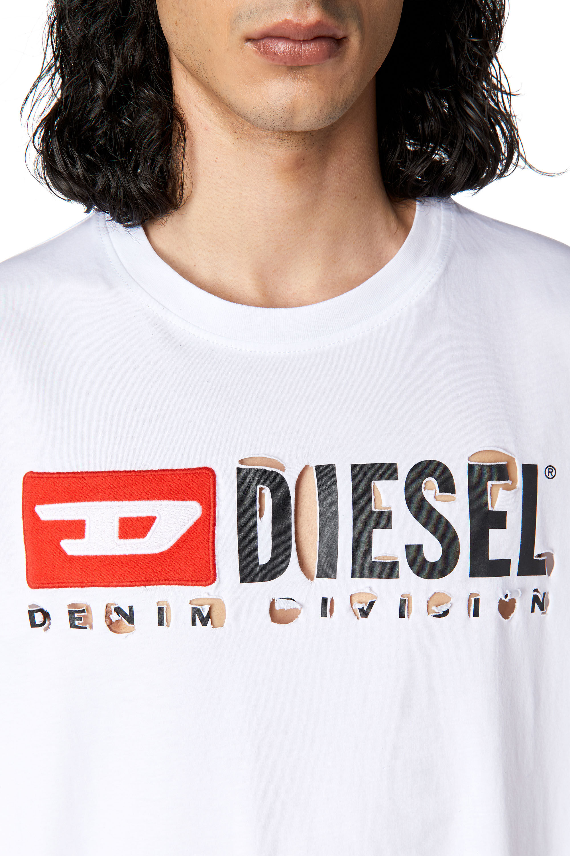 Diesel - T-JUST-DIVSTROYED, Man T-shirt with peel-off letters in White - Image 5