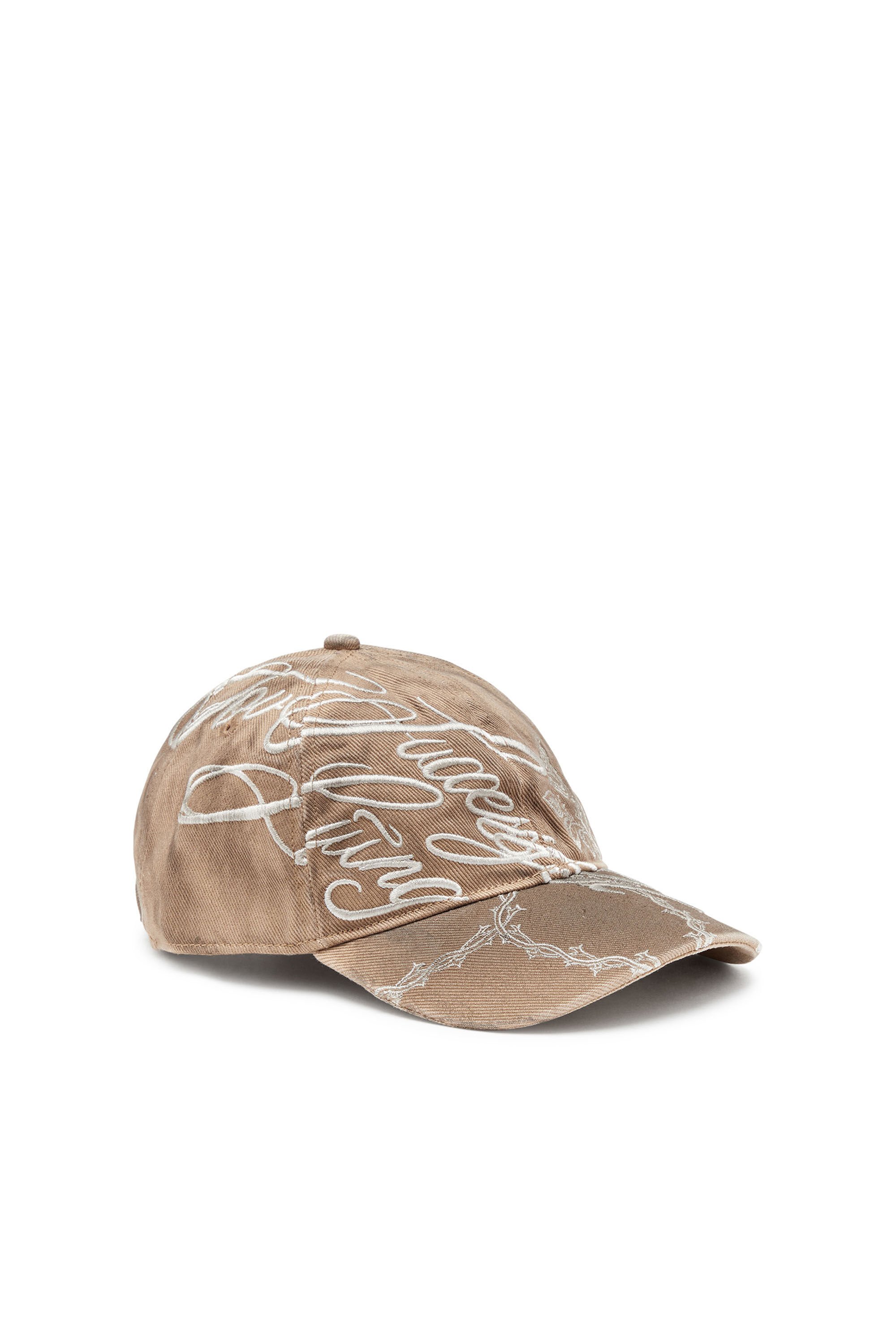 Diesel - C-THYNE, Man Distressed embroidered baseball cap in Brown - Image 1