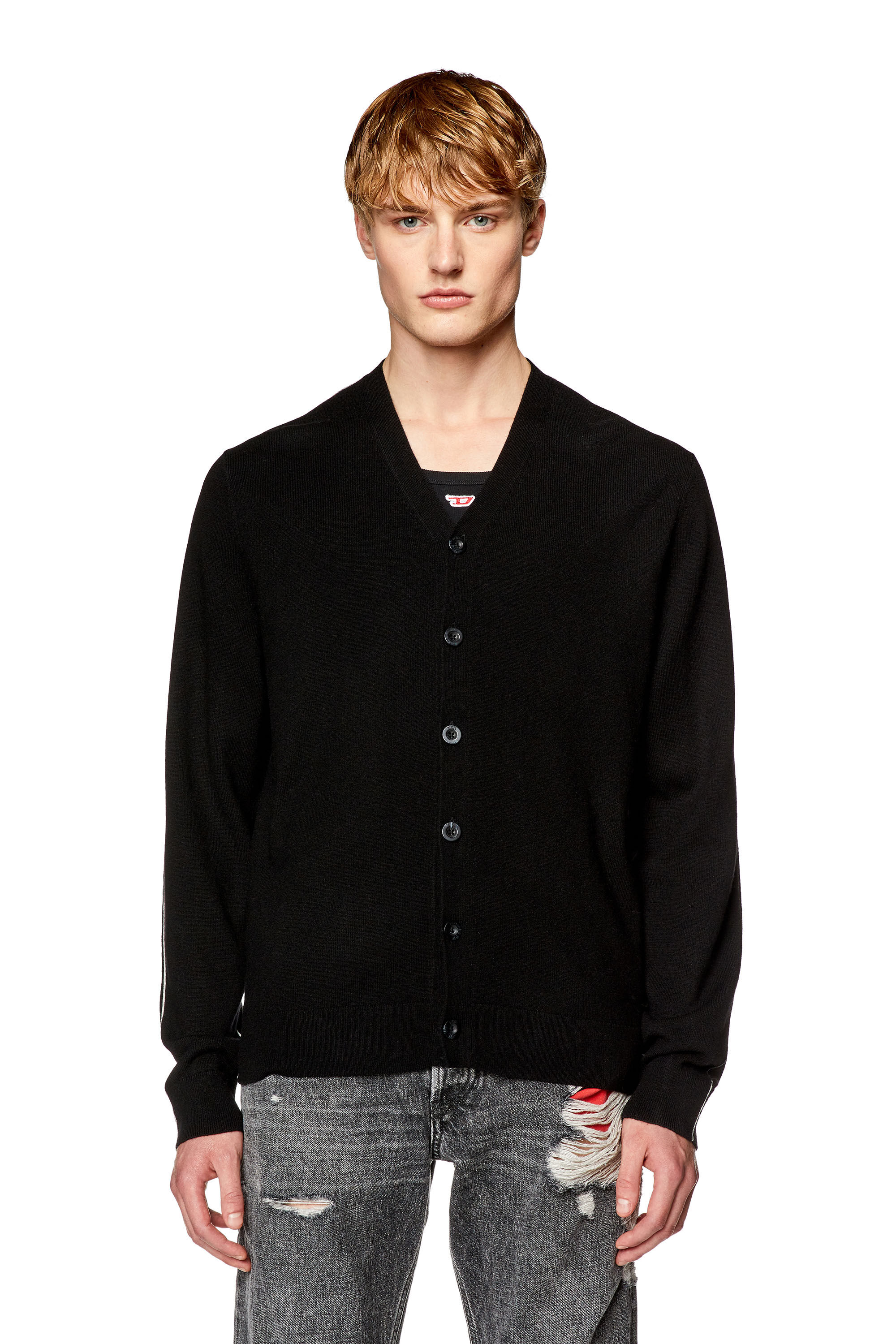 Diesel - K-ZANTE, Man Cardigan with contrast piping in Black - Image 5