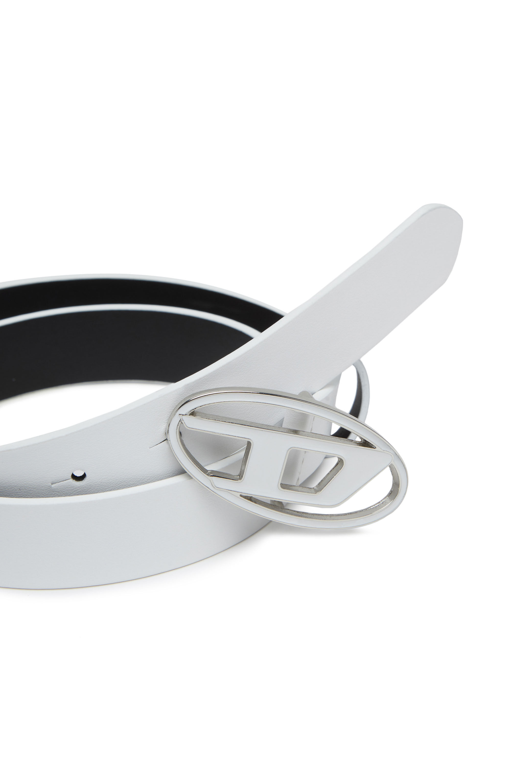 Diesel - B-1DR 25, Woman Leather belt with enamelled buckle in White - Image 3