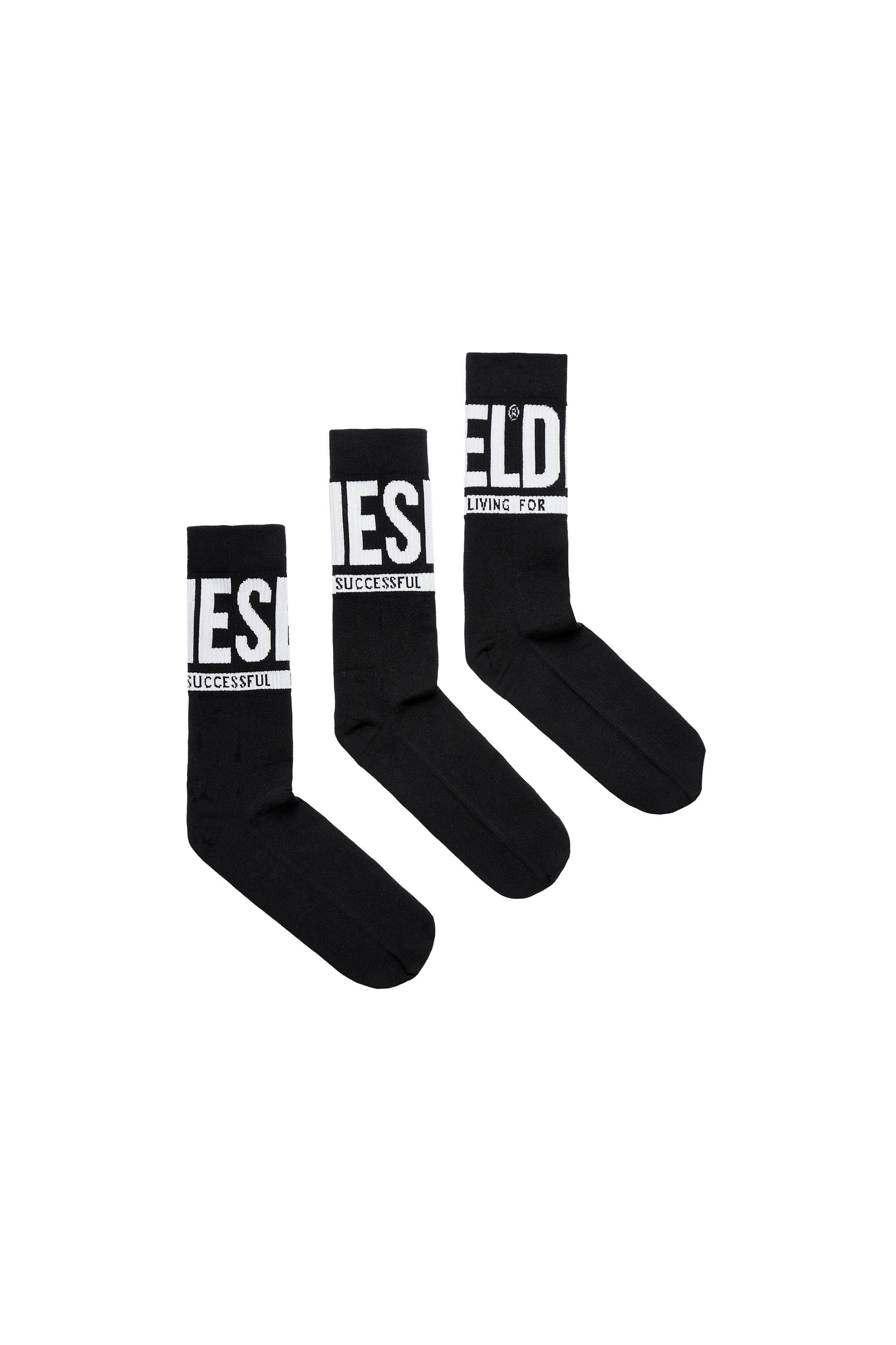 Diesel - SKM-RAY-THREEPACK, Man 3-pack socks with Diesel logo in Black - Image 1