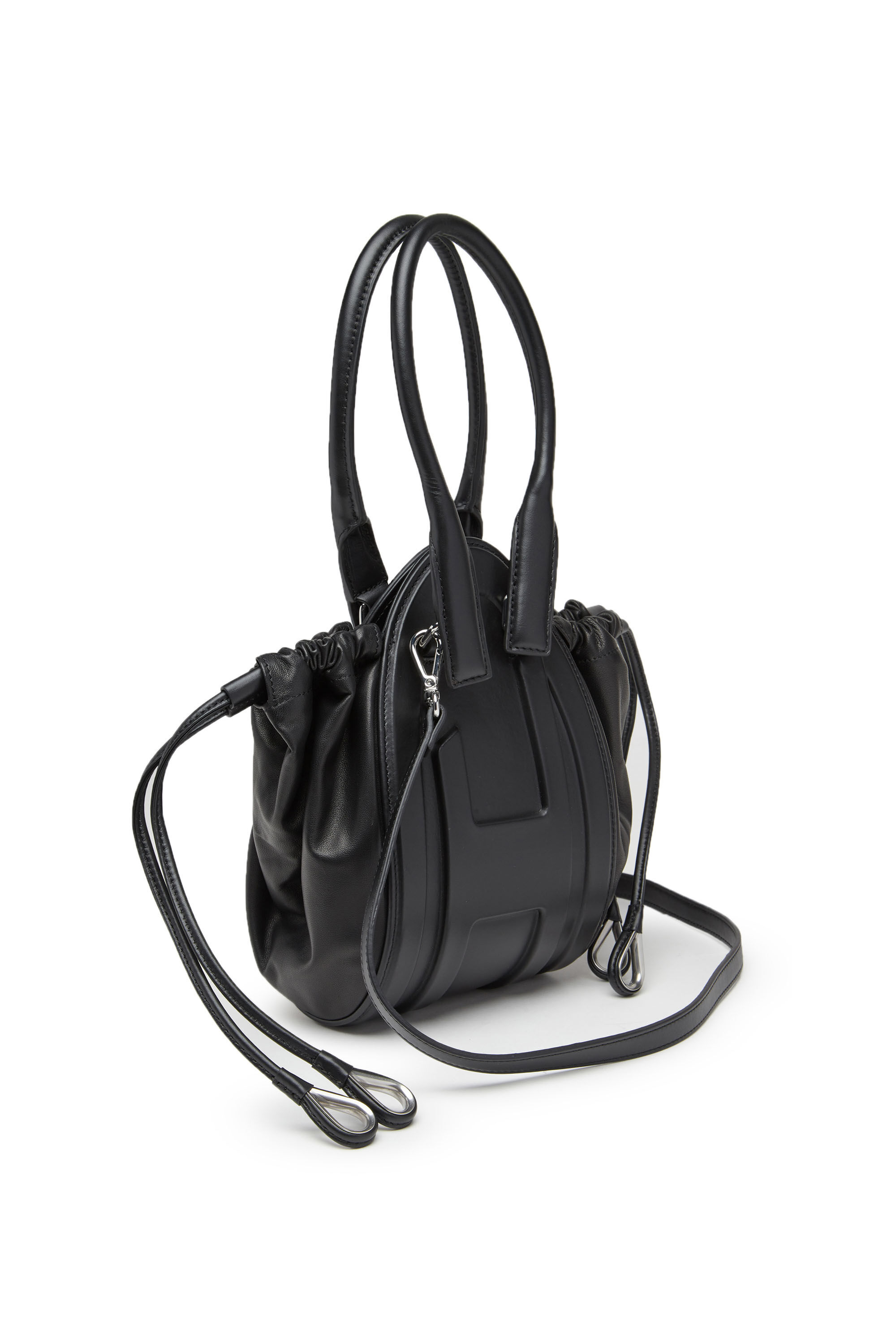 Diesel - 1DR-FOLD XS, Woman 1DR-Fold XS-Oval logo handbag in nappa leather in Black - Image 2