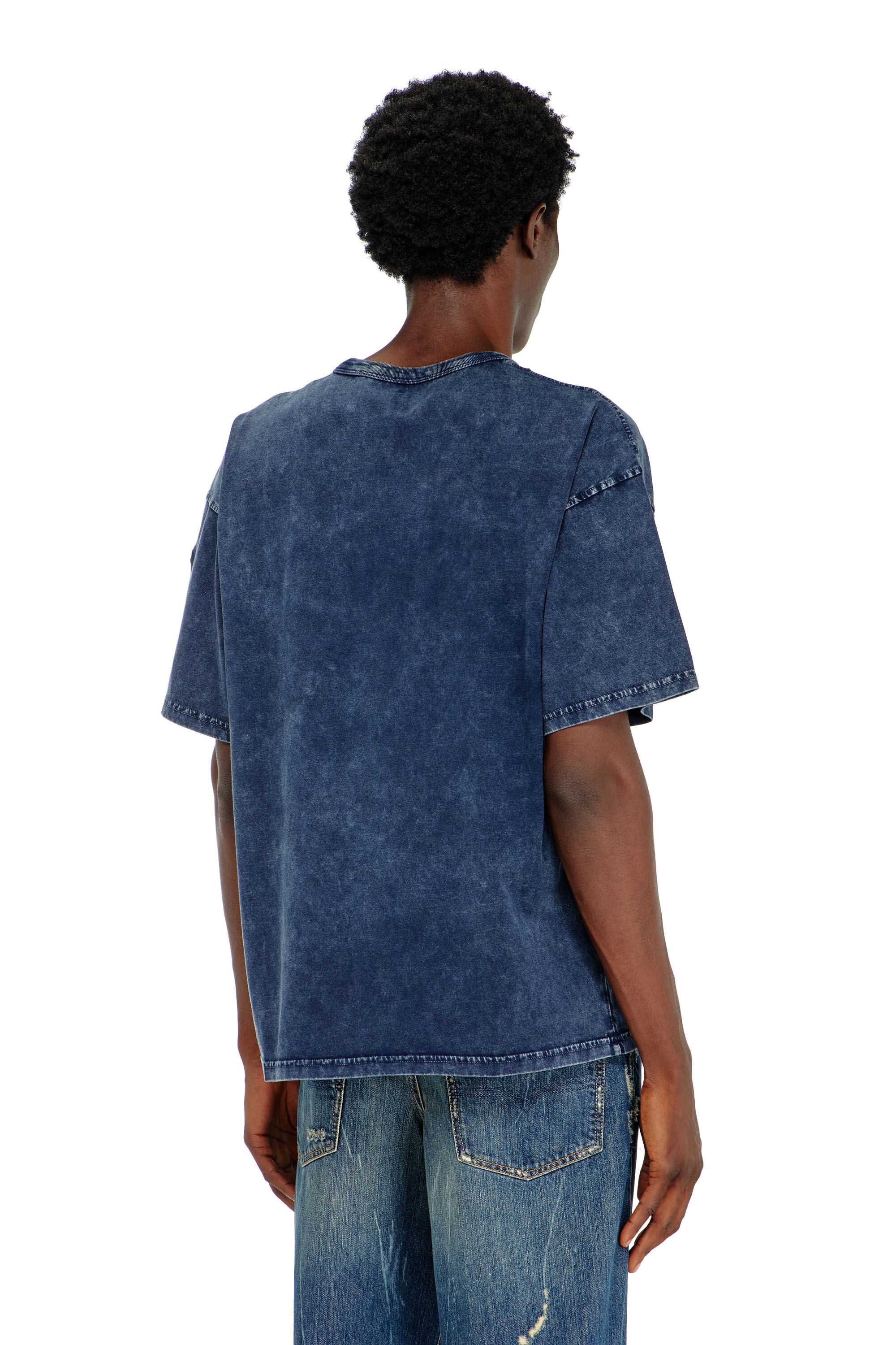 Diesel - T-BOXT-DEN, Man's Relaxed cotton T-shirt with Oval D applique in Medium blue - 4