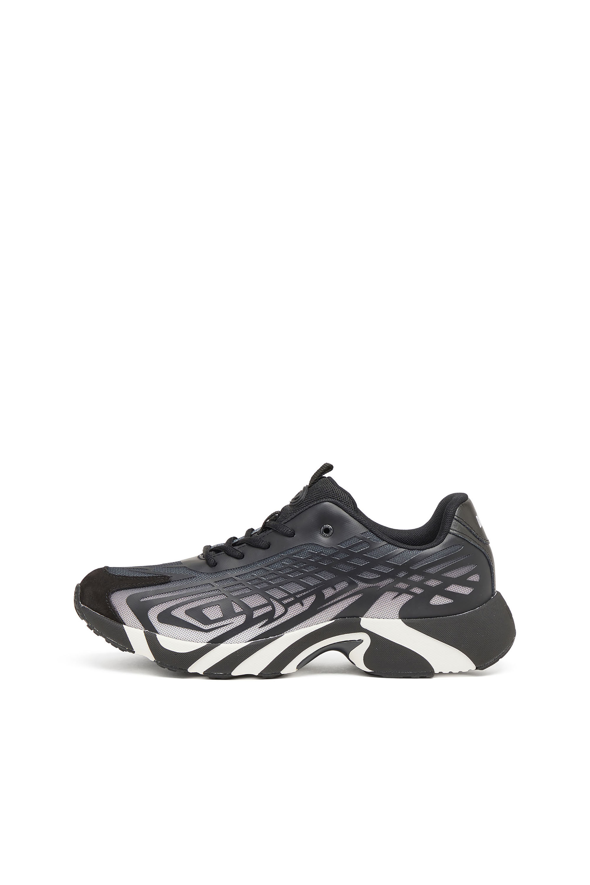 Diesel - S-D-VIT'S 500 LOW, Man's D-Vit-Sneakers in striped d&eacute;grad&eacute; mesh in Black/White - 8