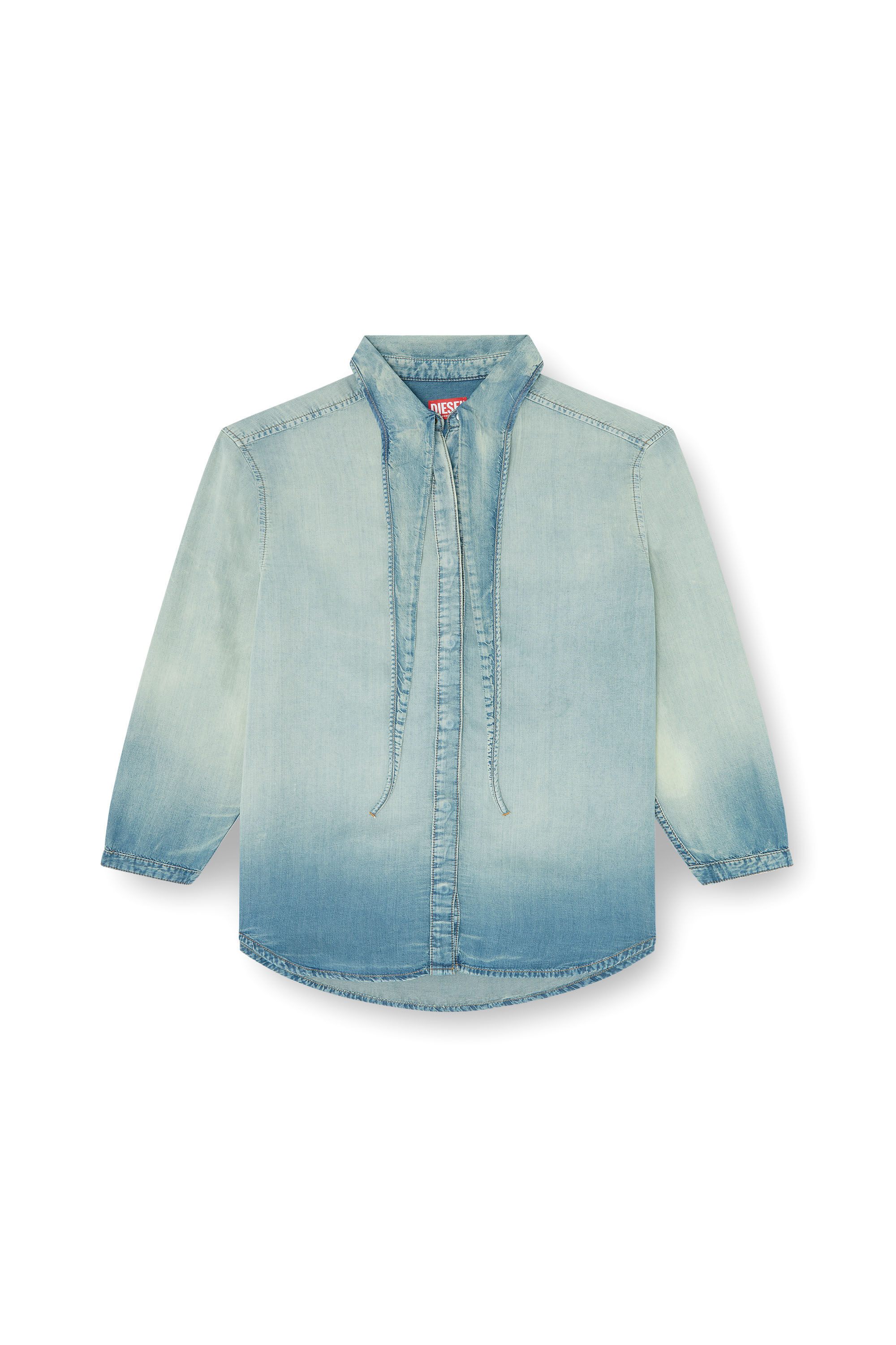 Diesel - DE-ARVEN-S1, Woman's Shirt in marbled fluid denim in Light Blue - 2