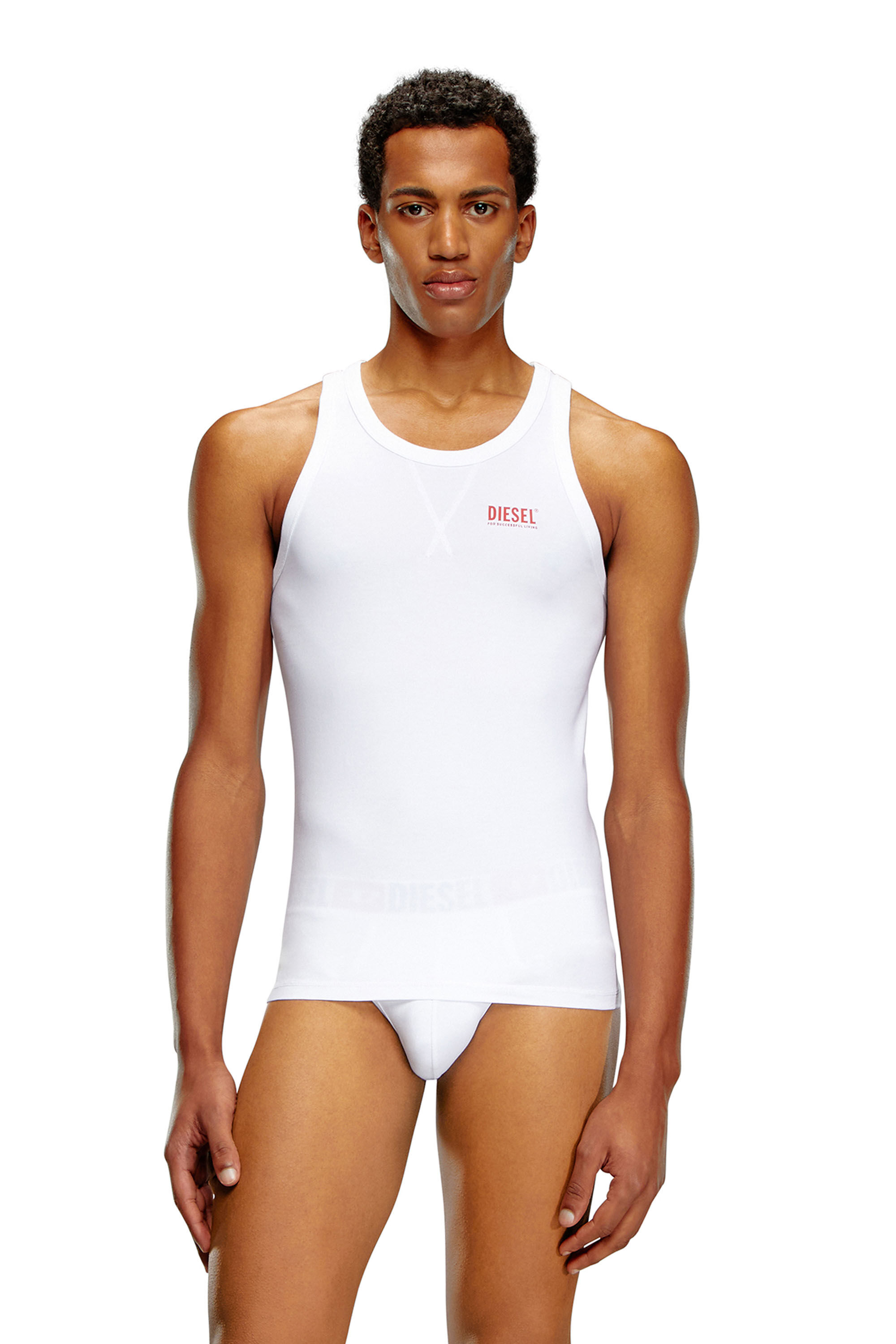 Diesel - UMTK-JOHNNY, Man Tank top with logo print in White - Image 3