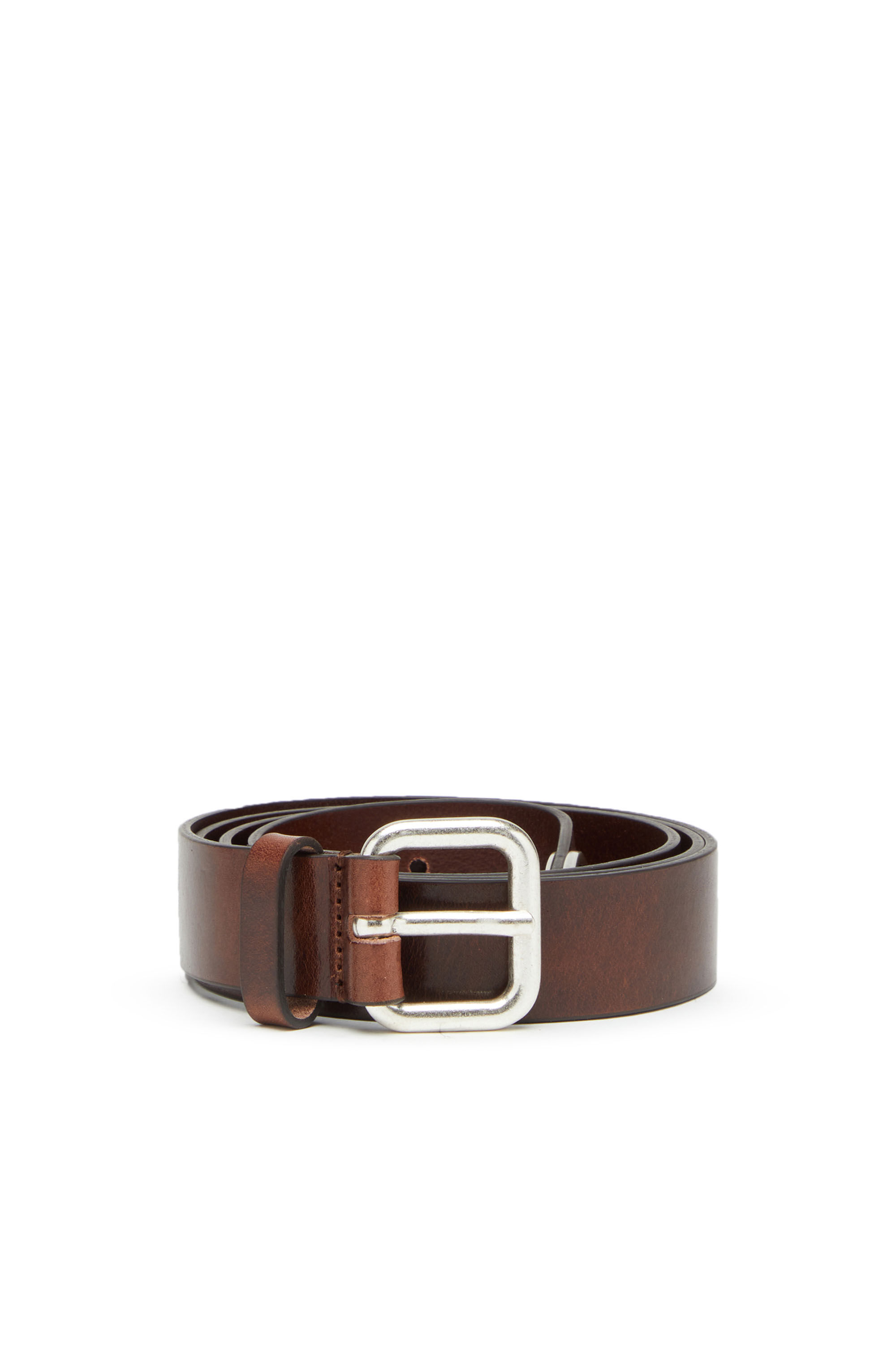 Diesel - B-INLAY, Unisex Leather belt with oval D logo in Brown - Image 2