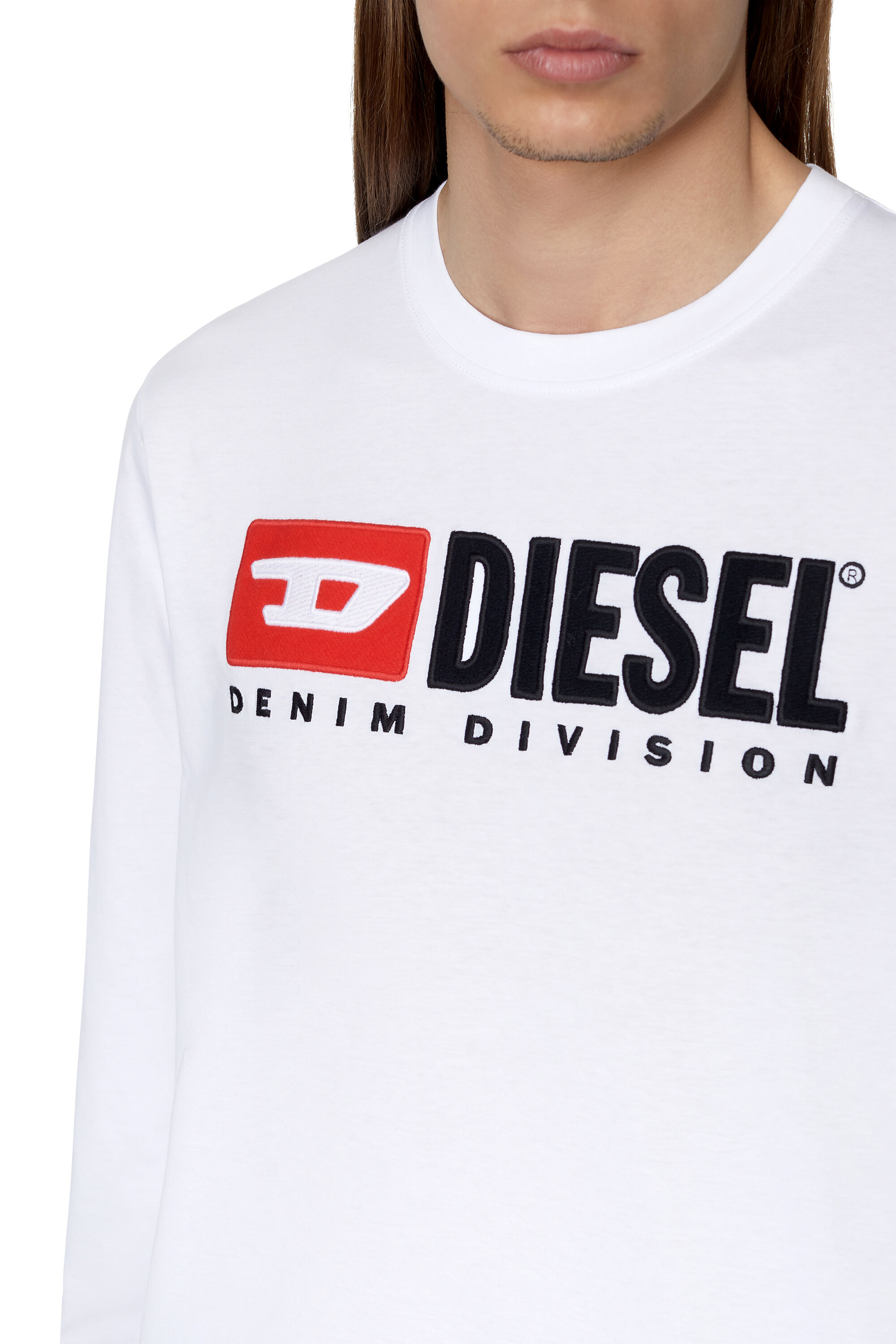 Diesel - T-JUST-LS-DIV, Man Long-sleeve T-shirt with embroidery in White - Image 6