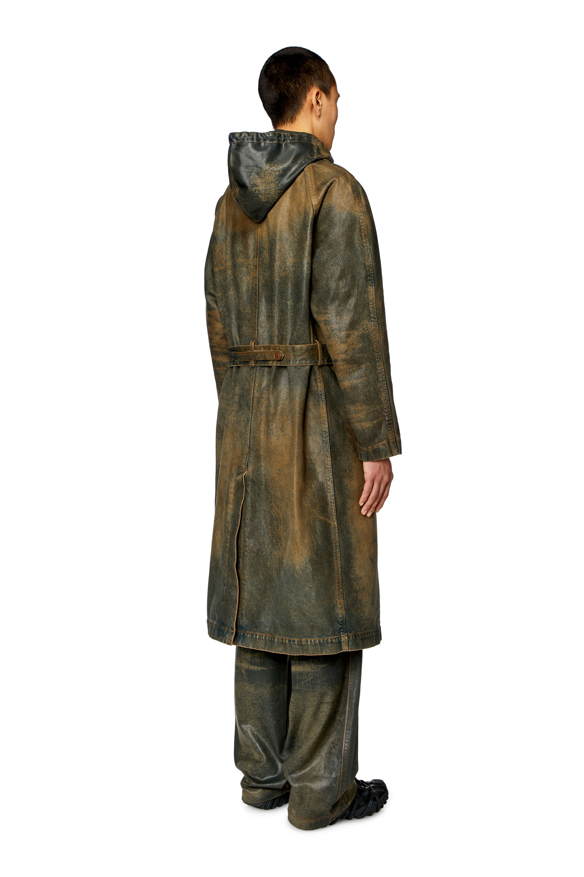 Diesel - CL-J-MATTHEW, Unisex Trench coat in coated denim in Brown - Image 4