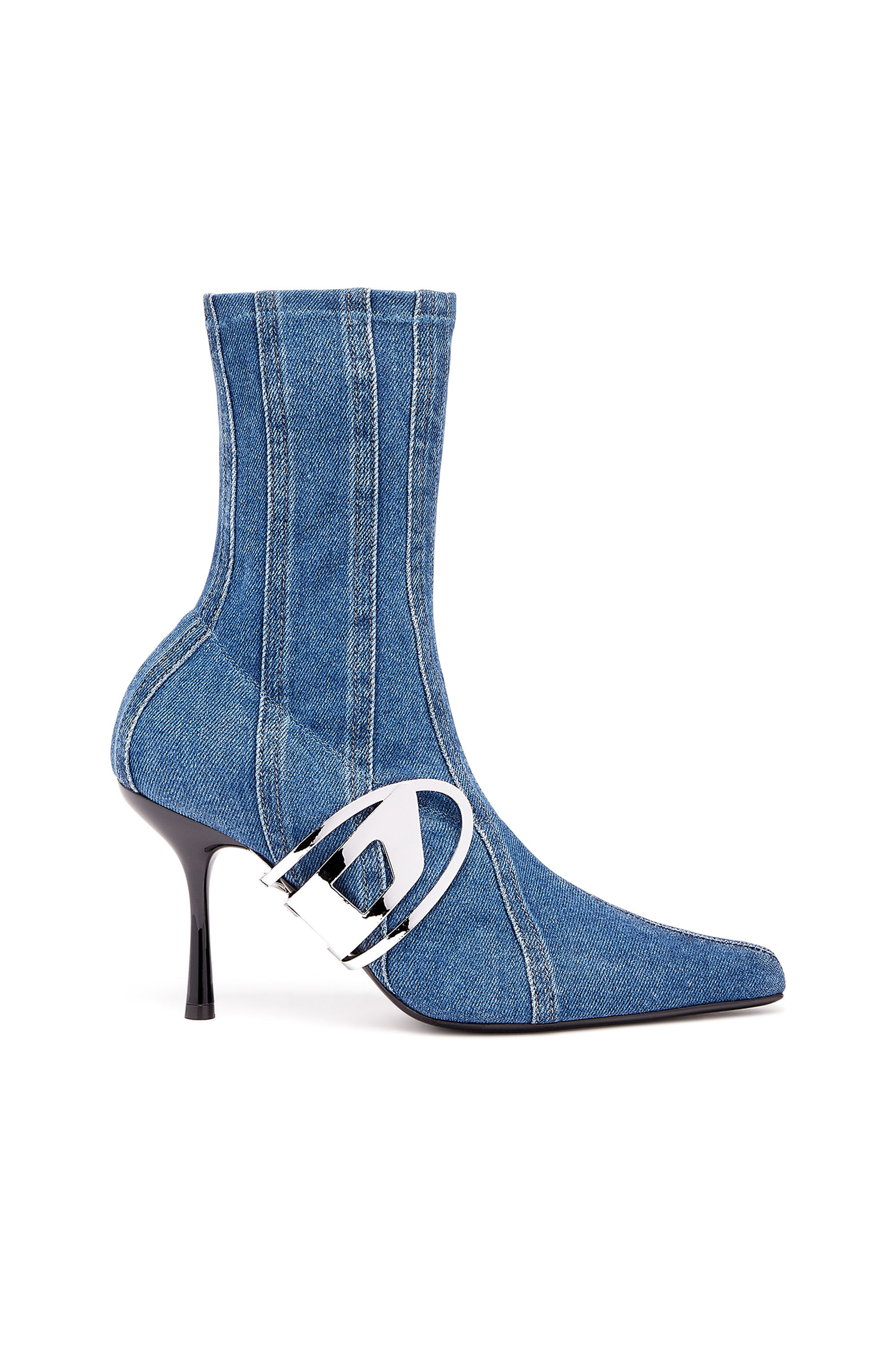 Diesel - D-ECLIPSE BT C, Woman D-Eclipse-Heeled ankle boot in stretch denim in Blue - Image 1