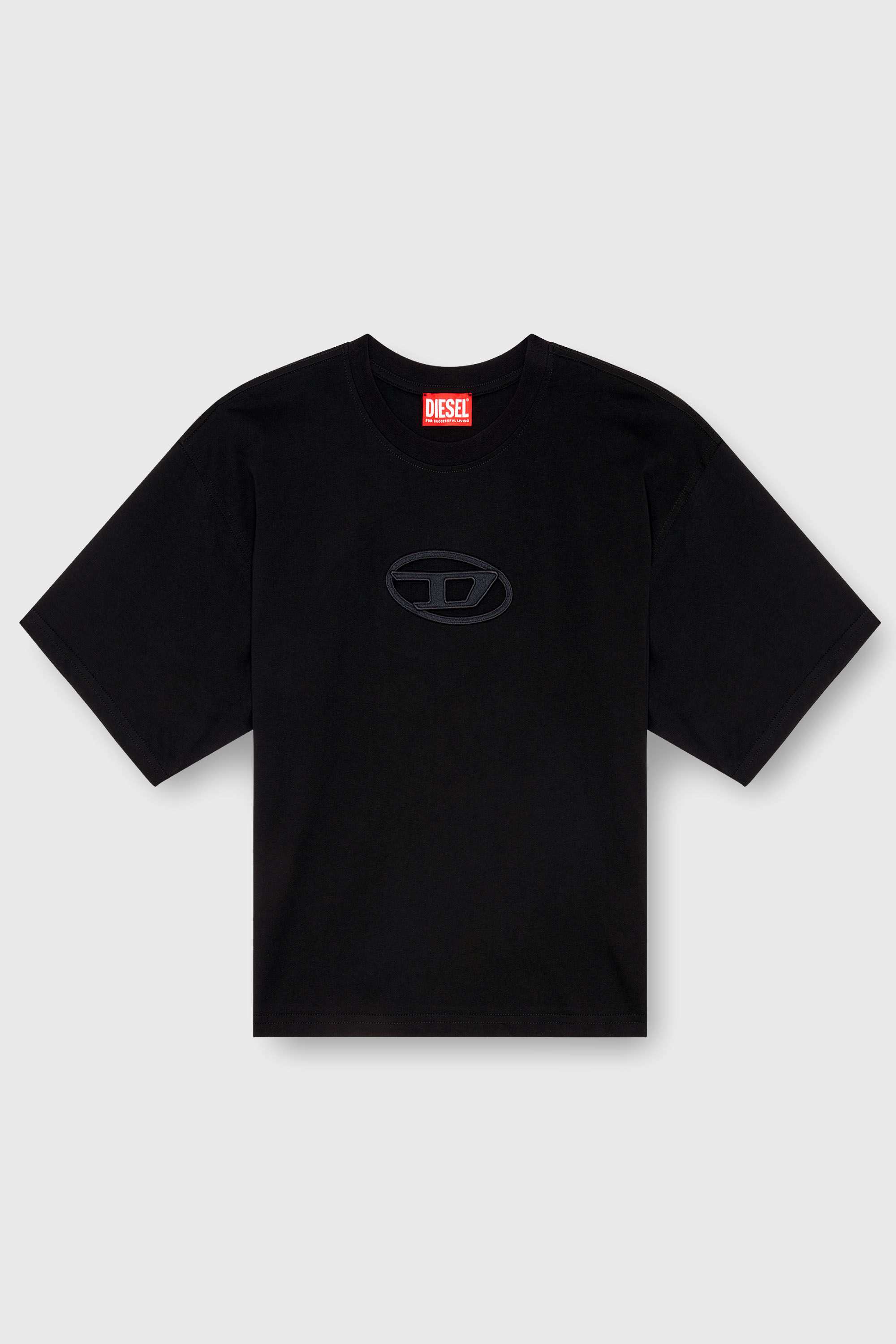 Diesel - T-BUXT-CROP-OD, Woman's Boxy T-shirt with cut-out Oval D logo in Black - 2
