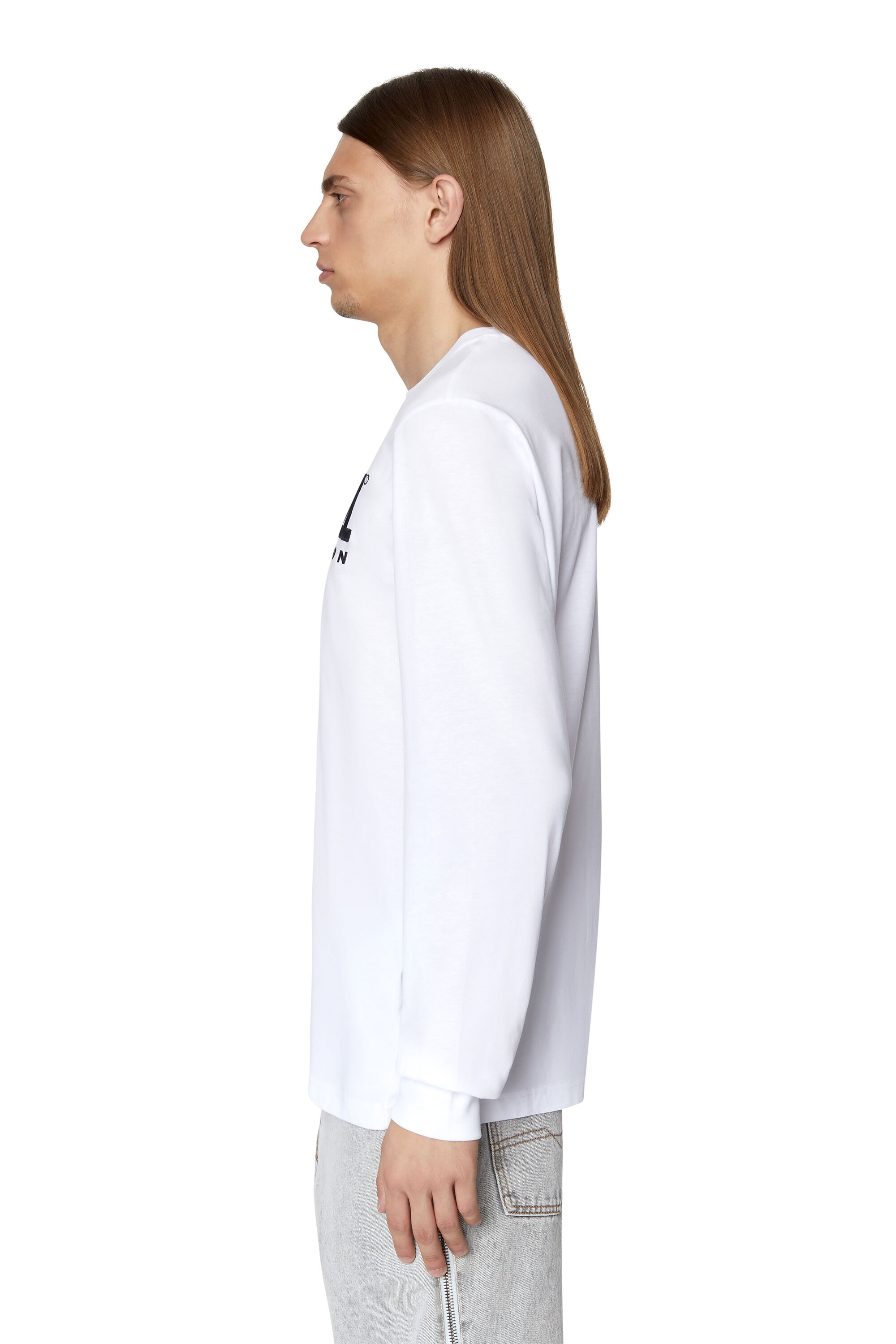 Diesel - T-JUST-LS-DIV, Man Long-sleeve T-shirt with embroidery in White - Image 5
