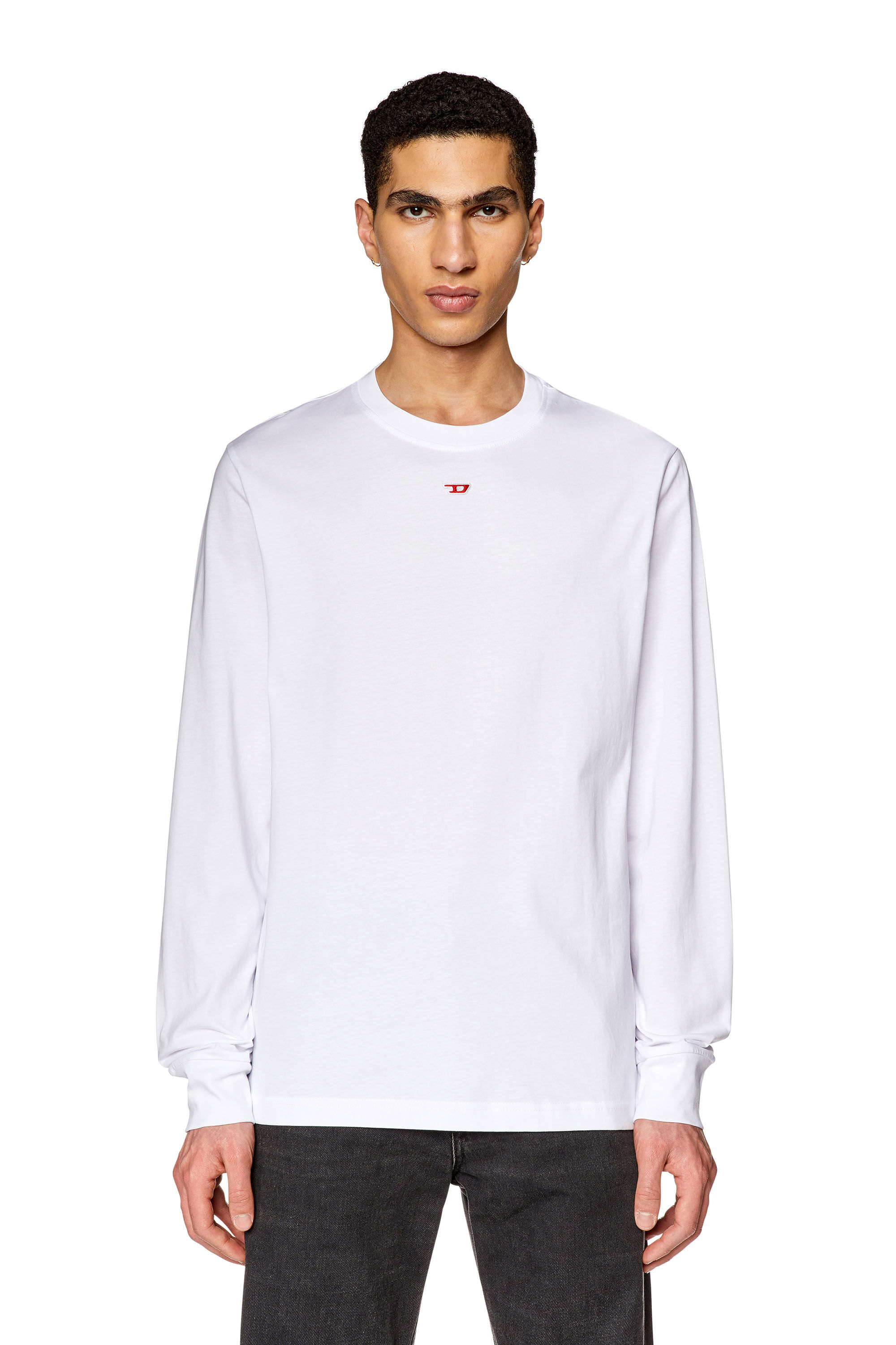 Diesel - T-JUST-LS-D, Man Long-sleeve T-shirt with D patch in White - Image 5