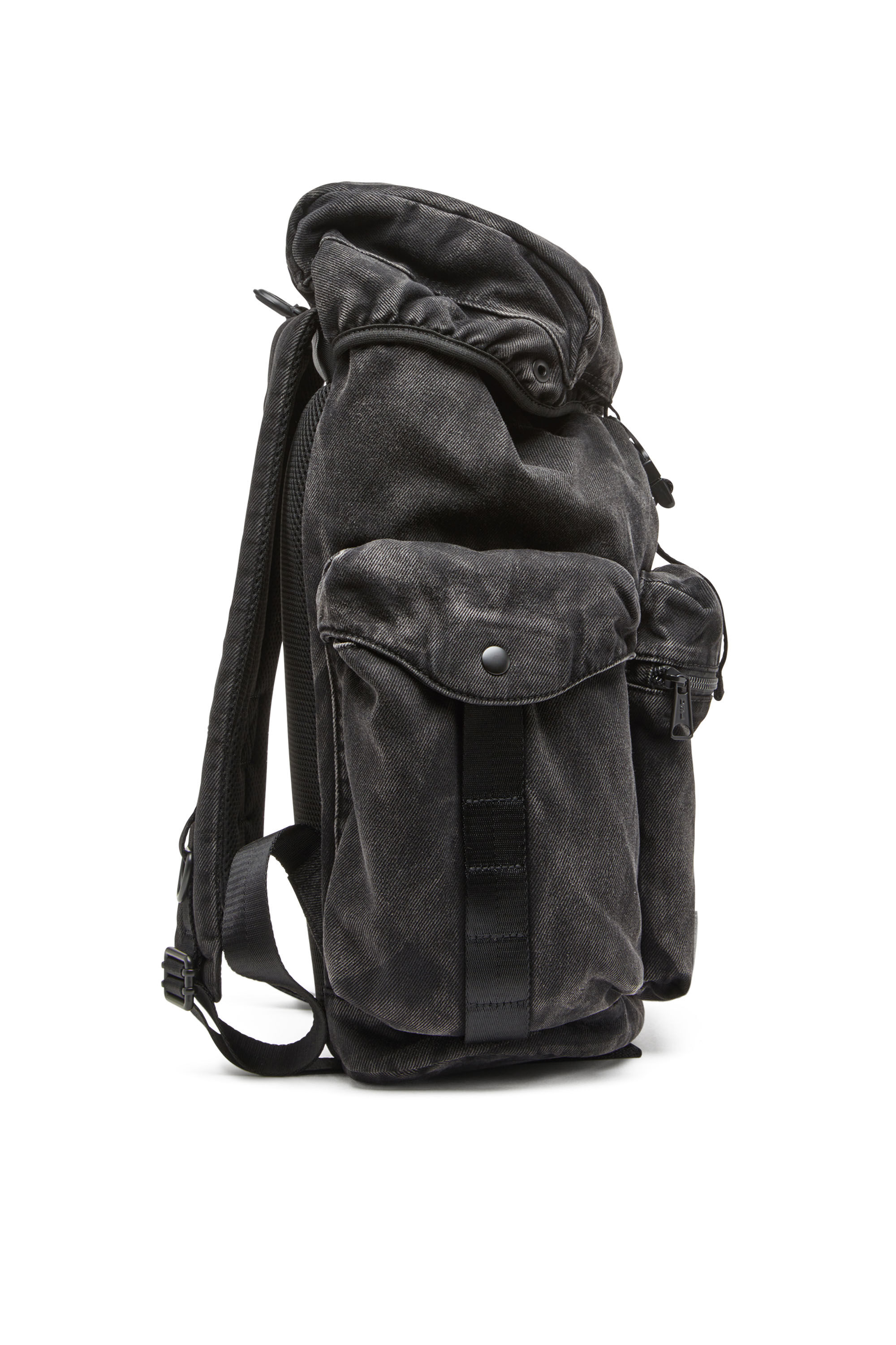 Diesel - UTLT BACKPACK, Man's Utlt Backpack-Utility backpack in cloudy-effect denim in Black - 4