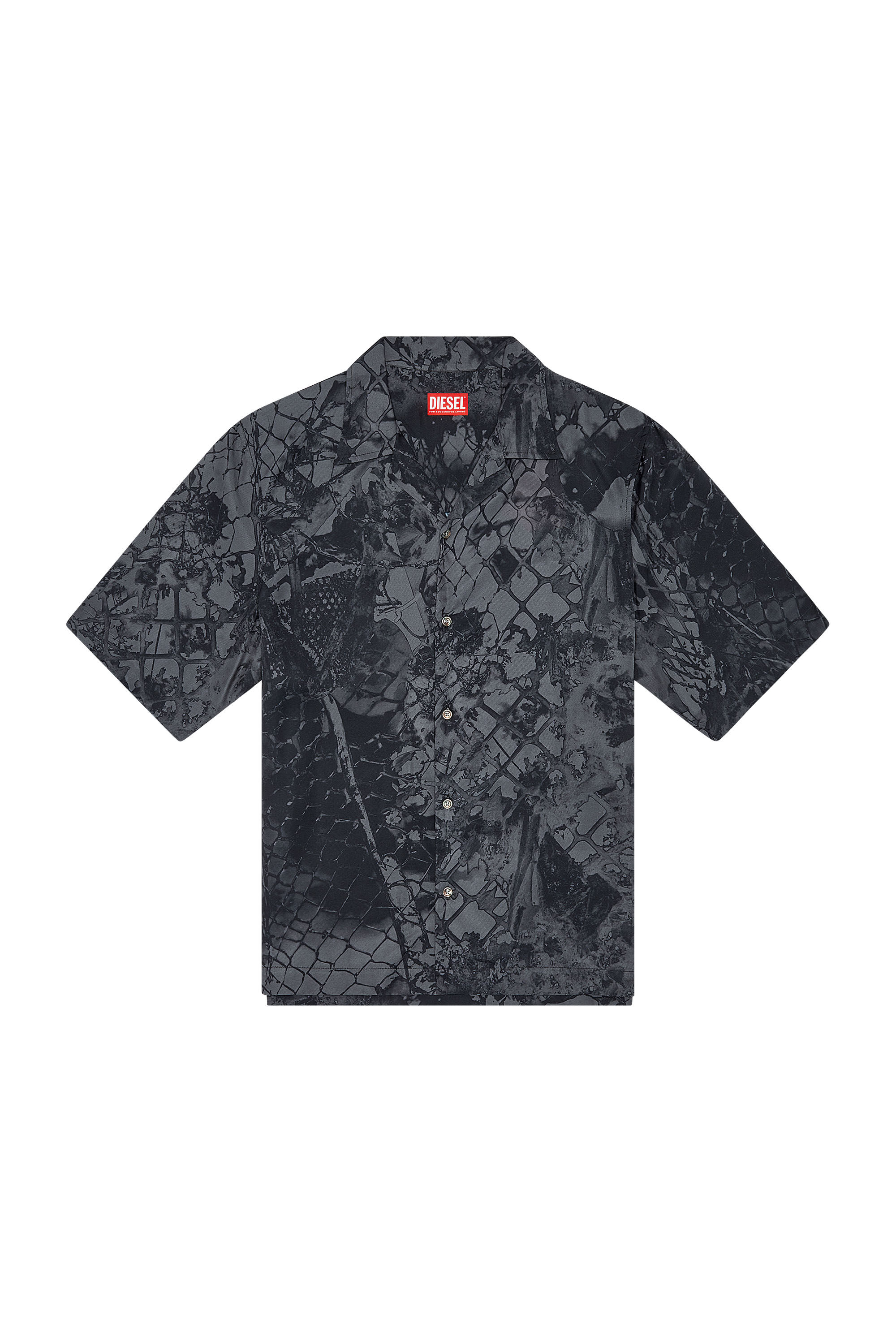 Diesel - S-BRISTOL, Man Bowling shirt with abstract print in Black - Image 2