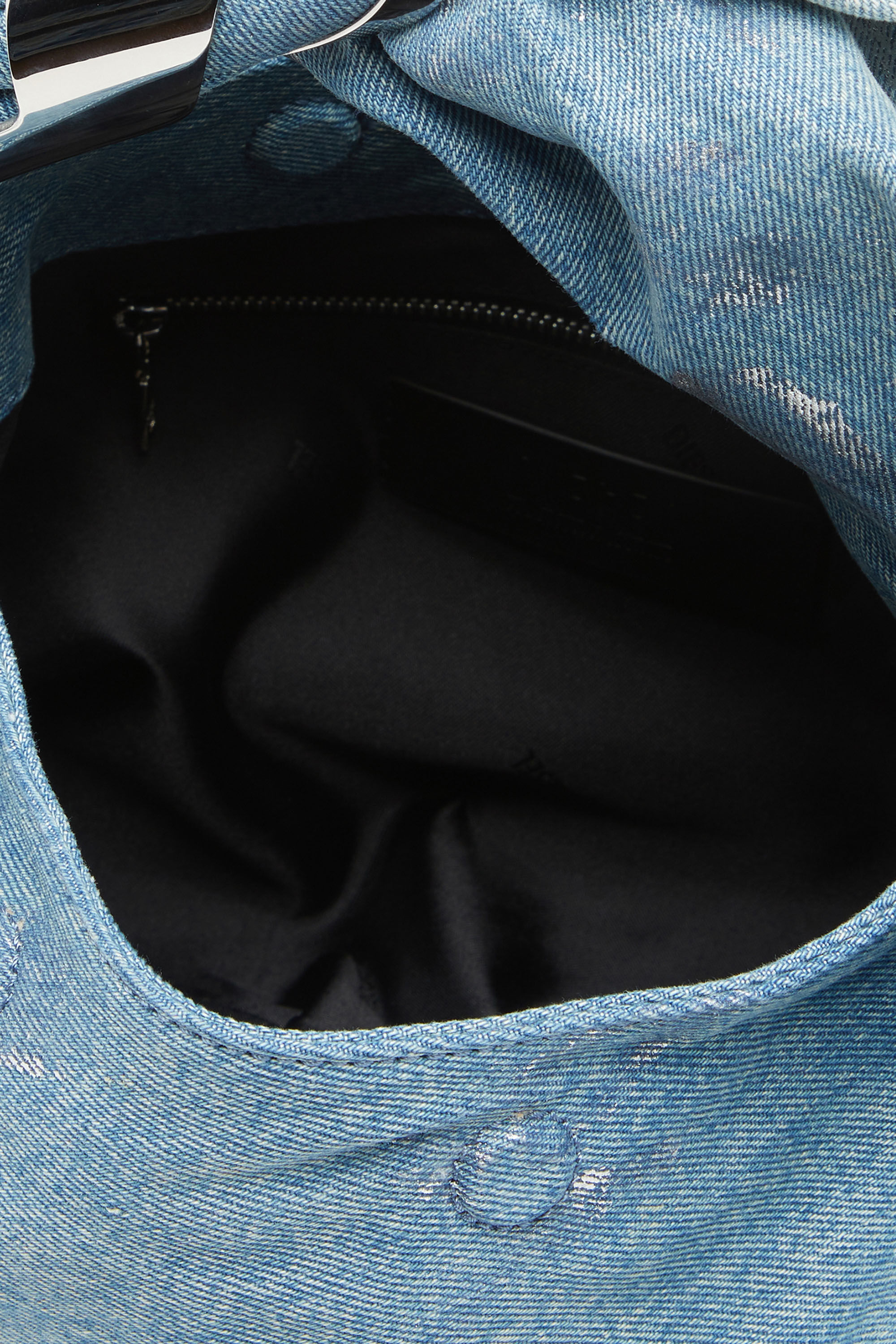 Diesel - GRAB-D HOBO M, Woman Grab-D M-Hobo bag in reflective solarised denim in Blue - Image 5