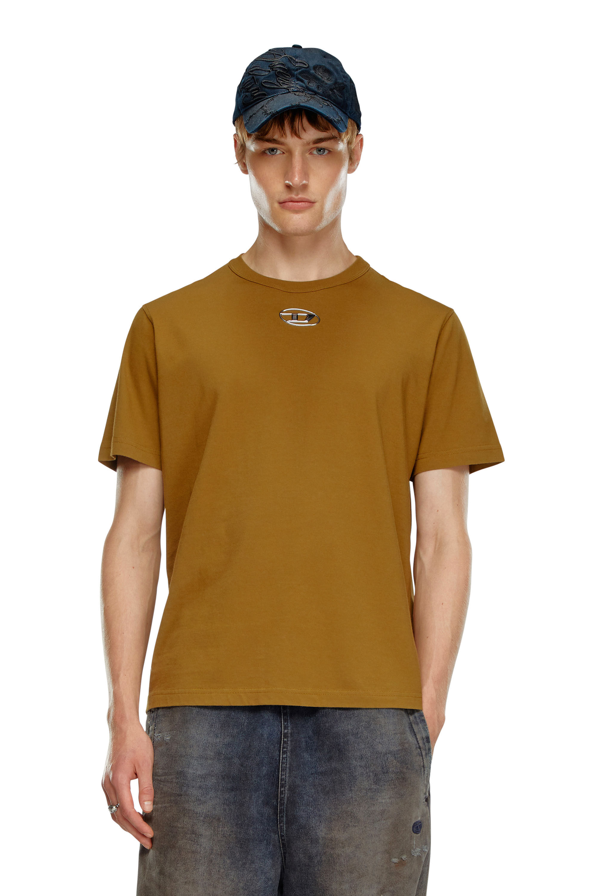 Diesel - T-JUST-OD, Man T-shirt with injection moulded logo in Brown - Image 3