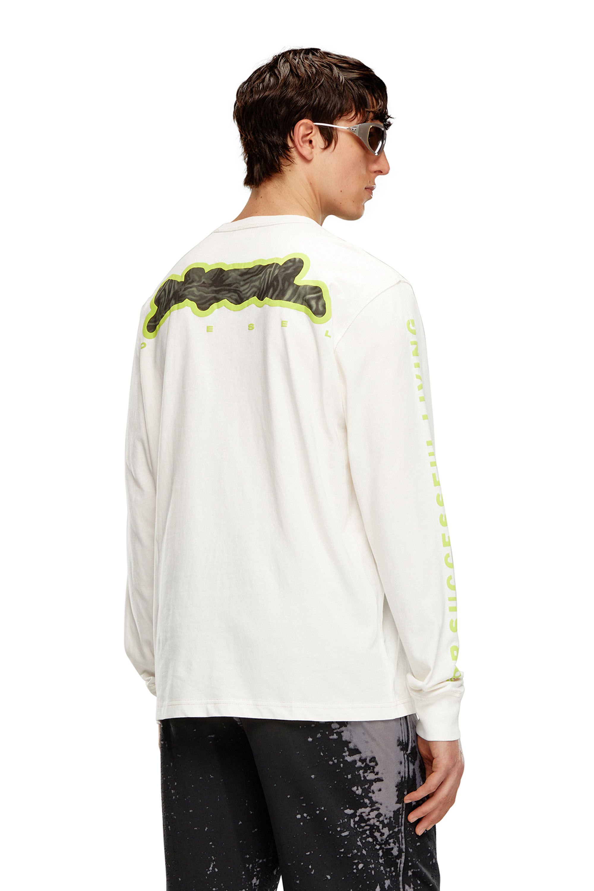 Diesel - T-JUST-LS-N7, Man Long-sleeve T-shirt with zebra-camo motif in White - Image 3