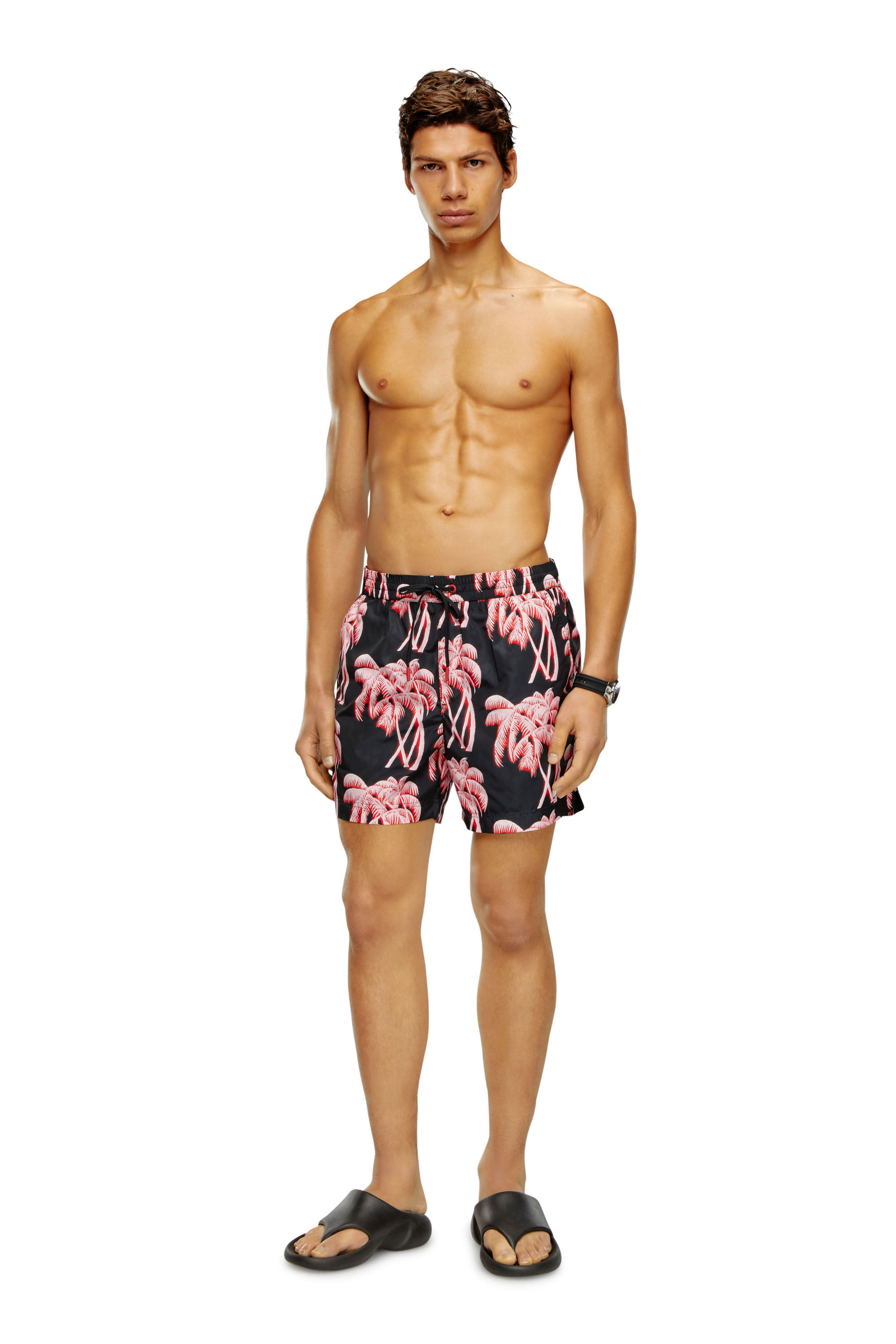 Diesel - BMBX-RIO-41-ZIP, Man Board shorts with palm tree print in Multicolor - Image 2
