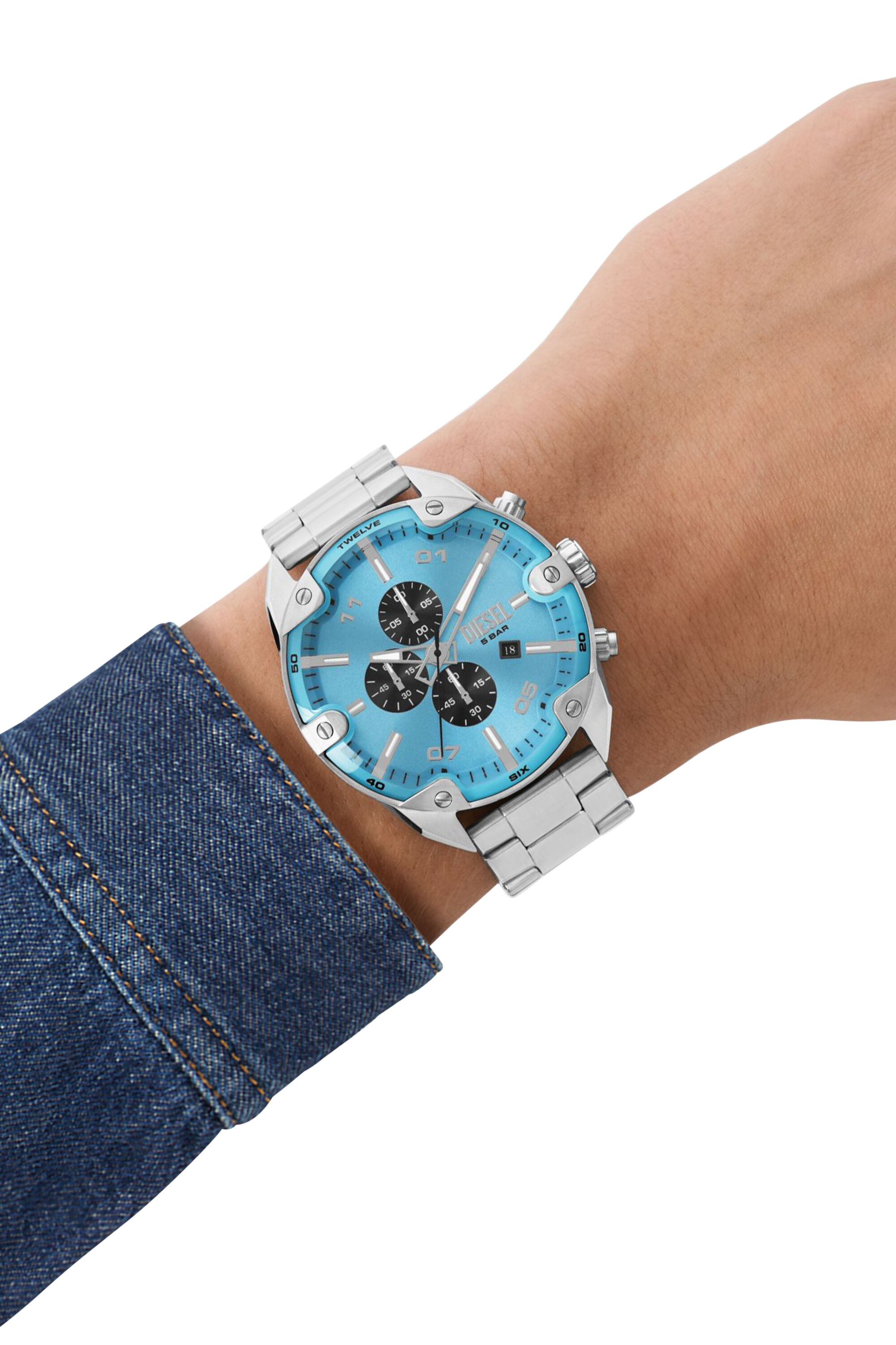 Men's Spiked chronograph stainless steel watch | Silver | Diesel DZ