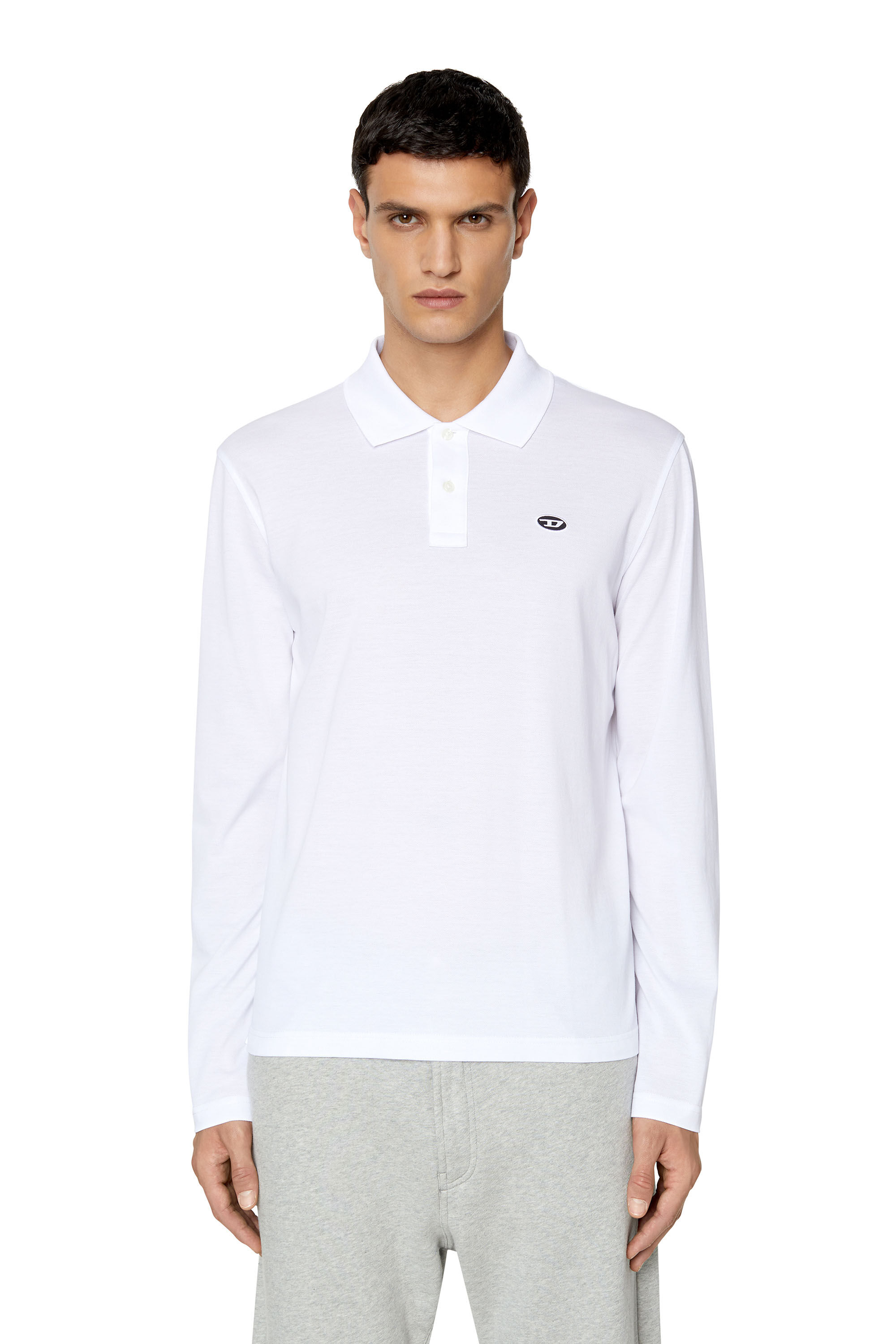 Diesel - T-SMITH-LS-DOVAL-PJ, Man Long-sleeve polo shirt with logo print in White - Image 3
