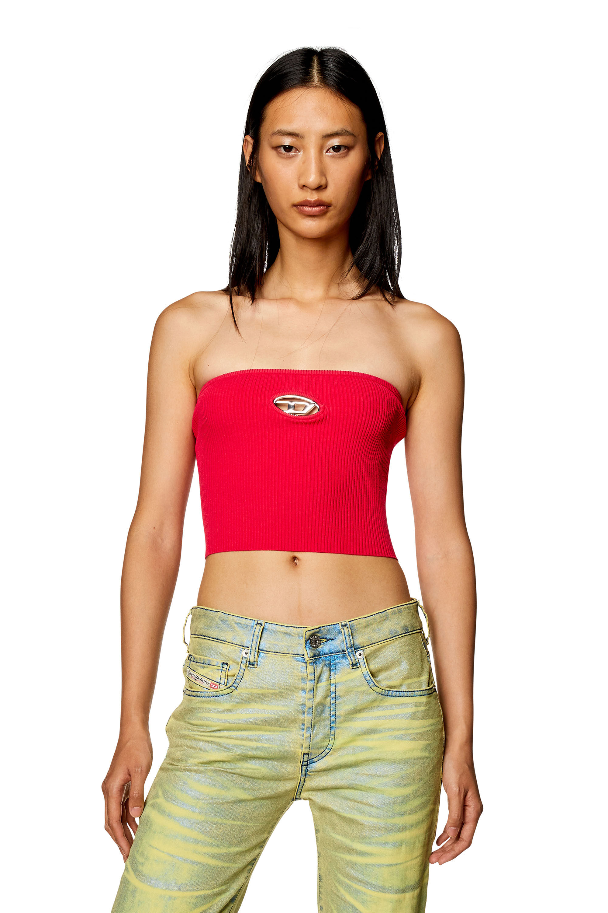 Diesel - M-CLARKSVILLEX, Woman Tube top with logo plaque in Pink - Image 3