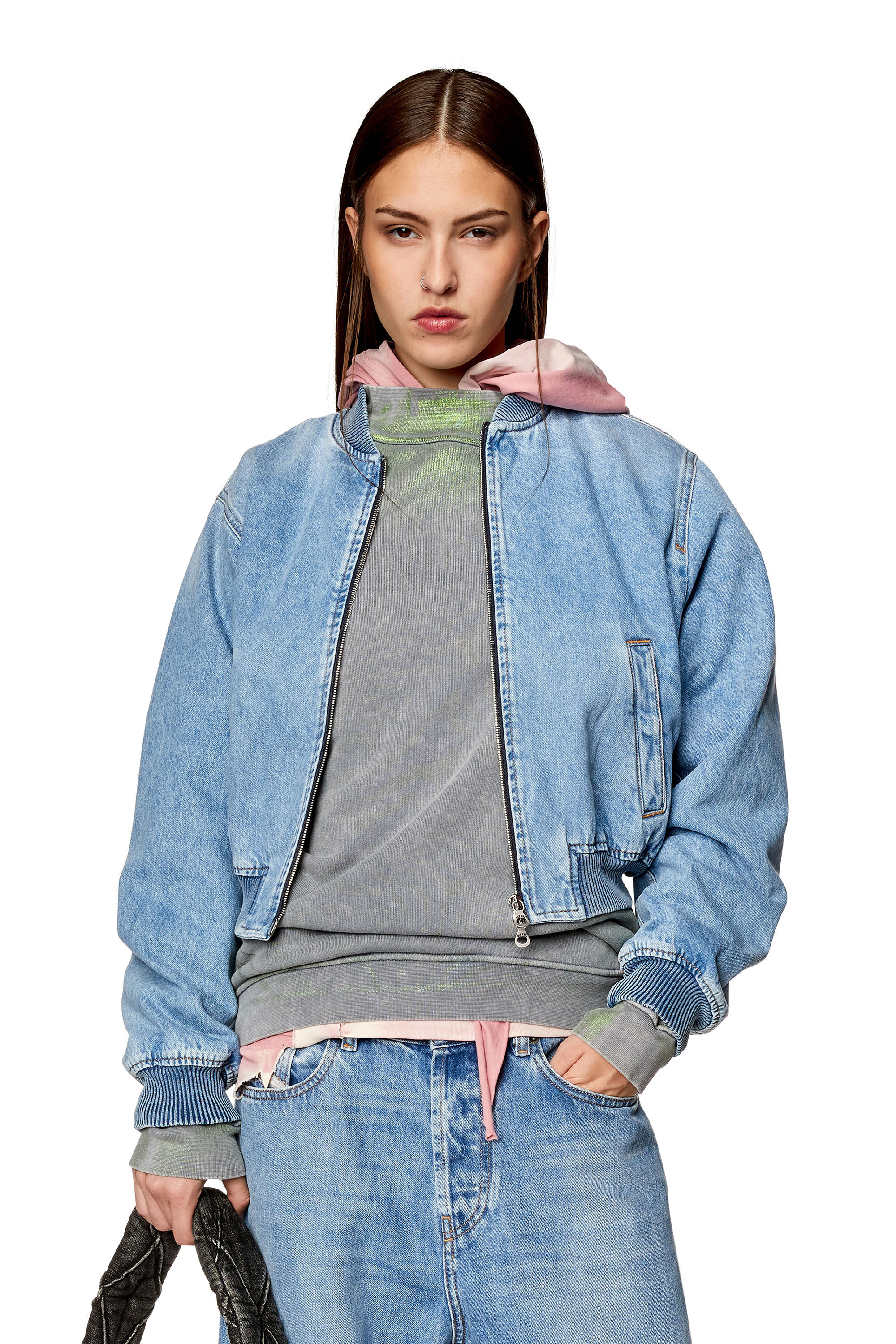 Diesel - DE-KIDDO, Woman Bomber jacket in denim in Blue - Image 3