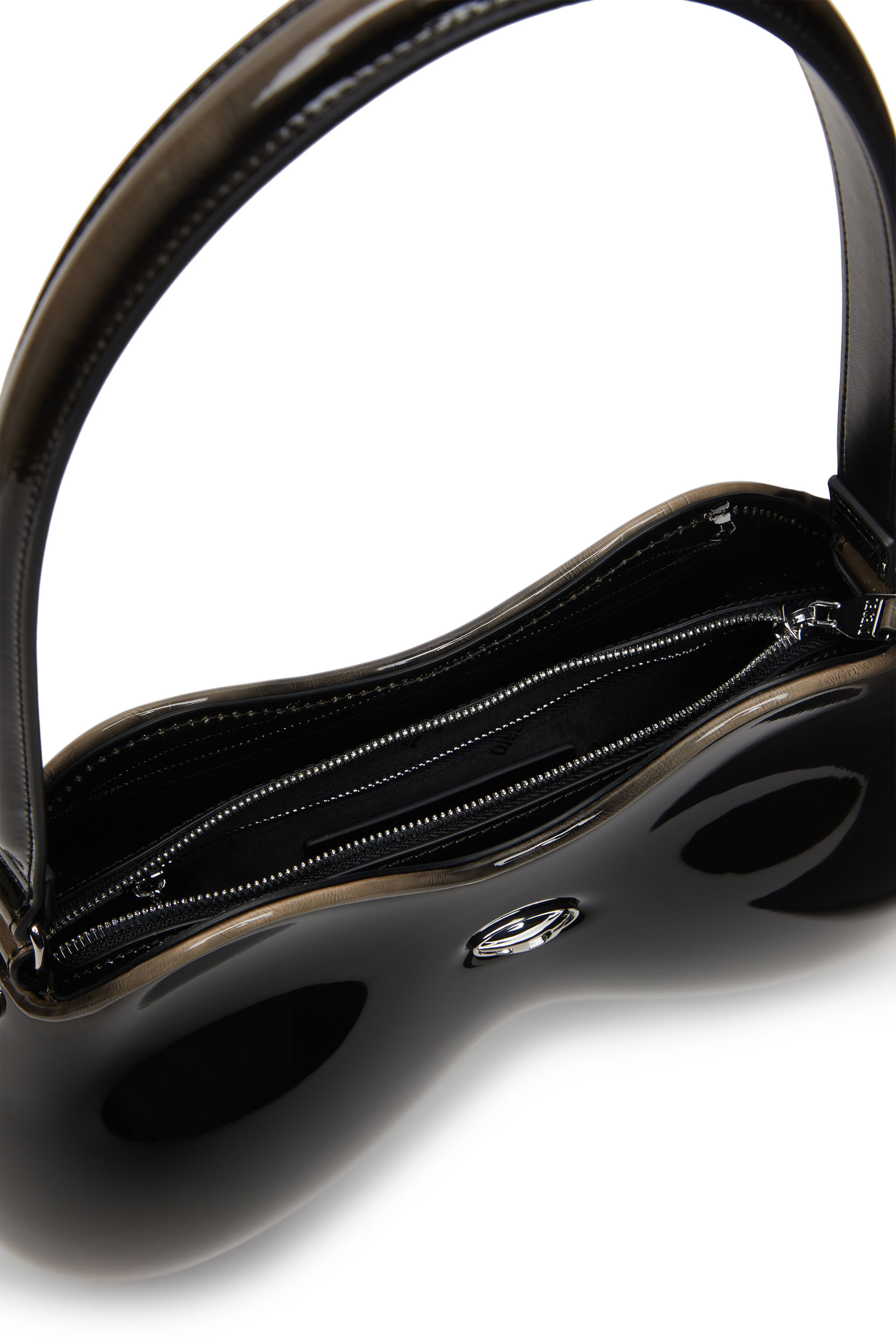Diesel - DOUBLE-D SHOULDER, Woman's Double-D-Rigid shoulder bag in dégradé glossy PU in Black/Bronze - 5