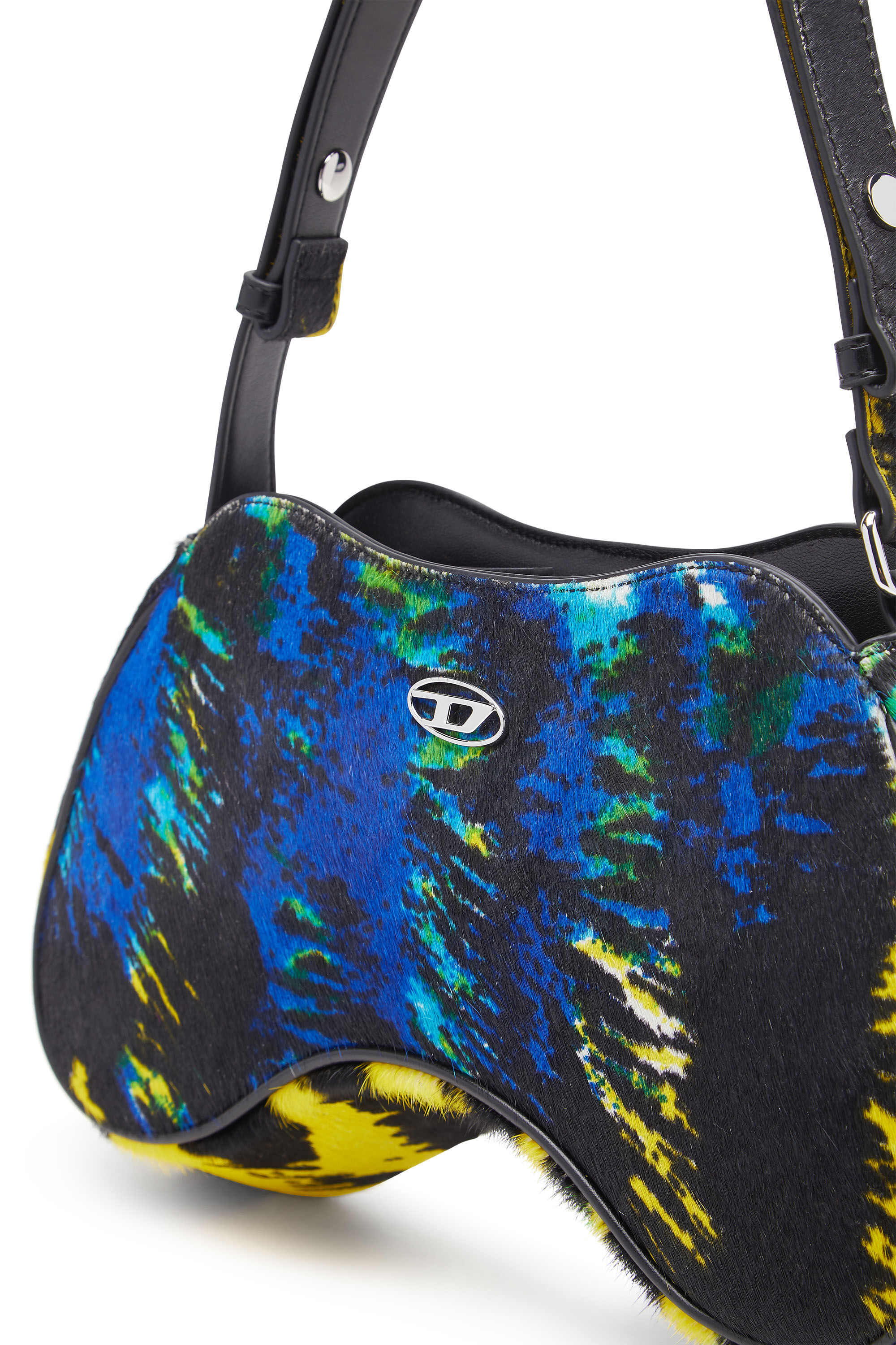 Diesel - PLAY SHOULDER, Woman's Play-Borsa a spalla in cavallino tigrato in Yellow/Blue - 2