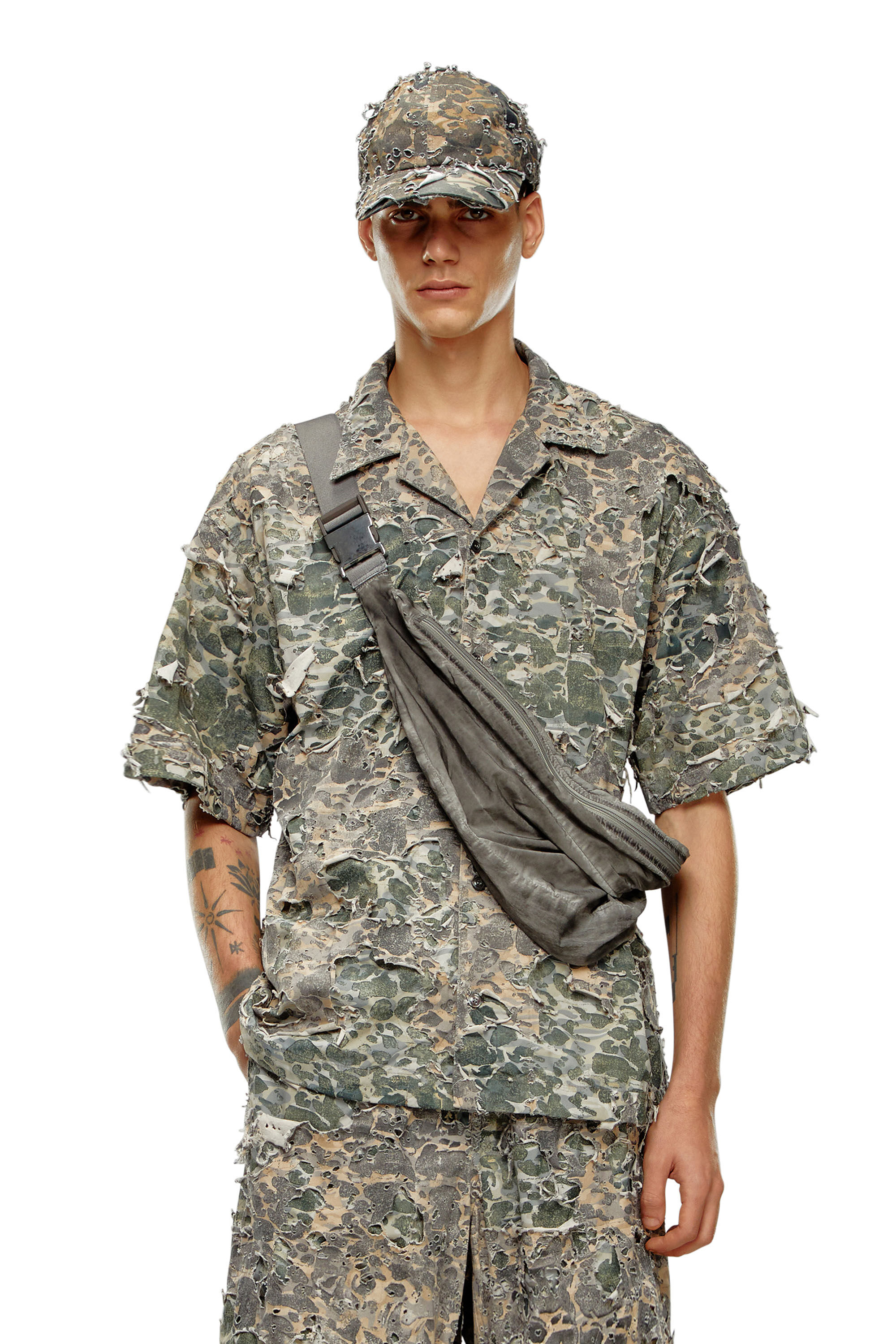 Diesel - S-HOCKNEY-CAMU, Man Camo shirt with destroyed finish in Multicolor - Image 3
