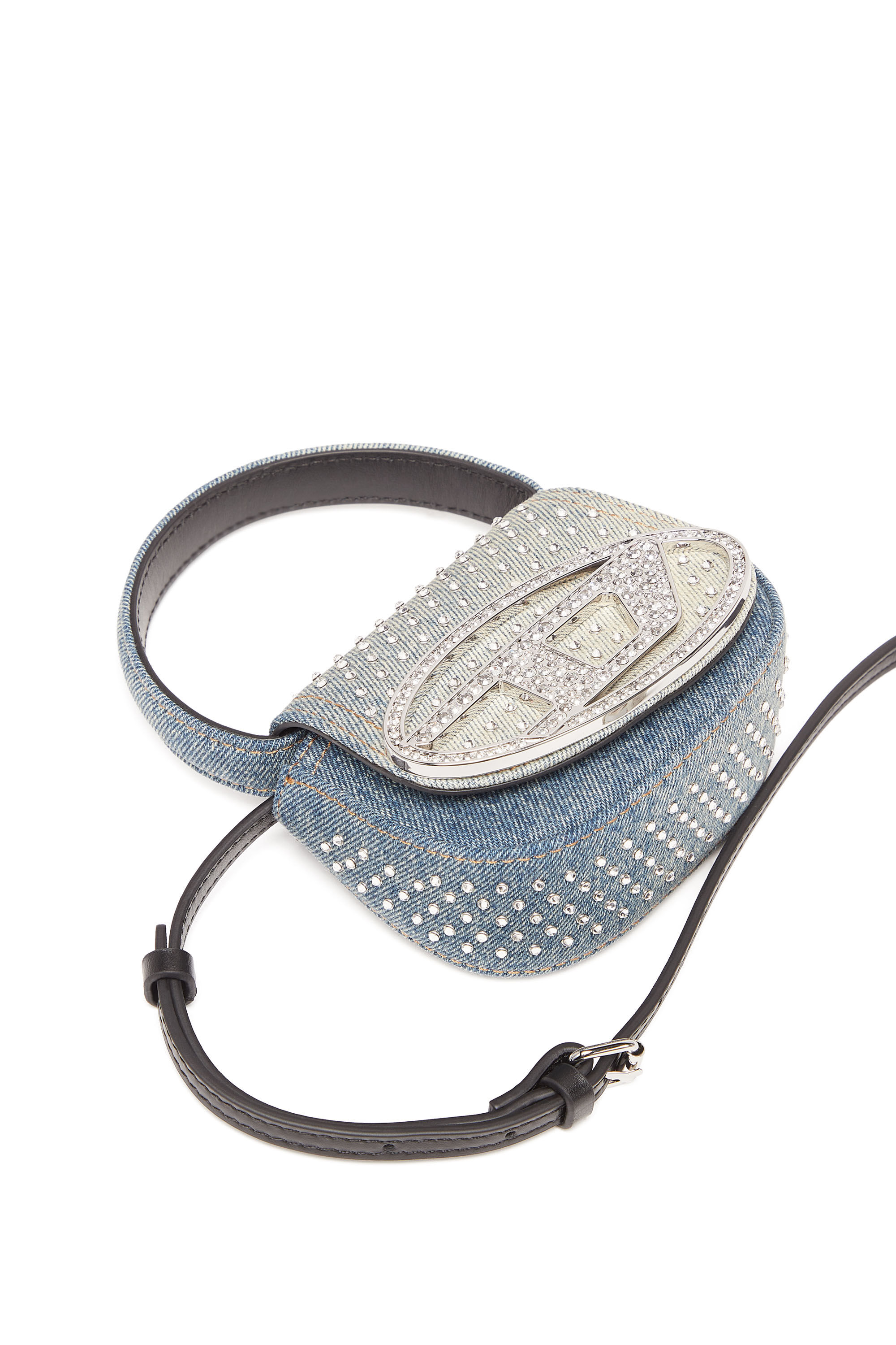 Diesel - 1DR XS, Woman 1DR XS - Iconic mini bag in denim and crystals in Blue - Image 2