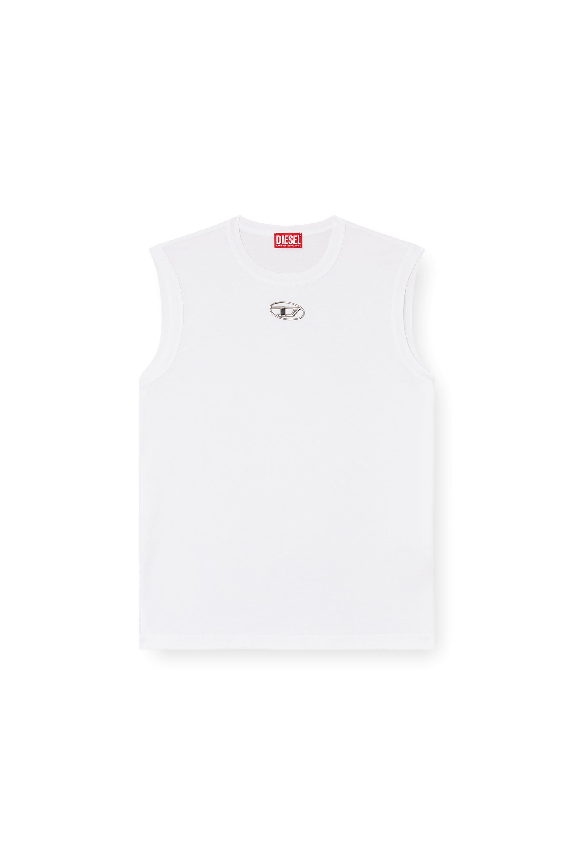 Diesel - T-BISCO-OD, Man's Tank top with metallic Oval D in White - 2