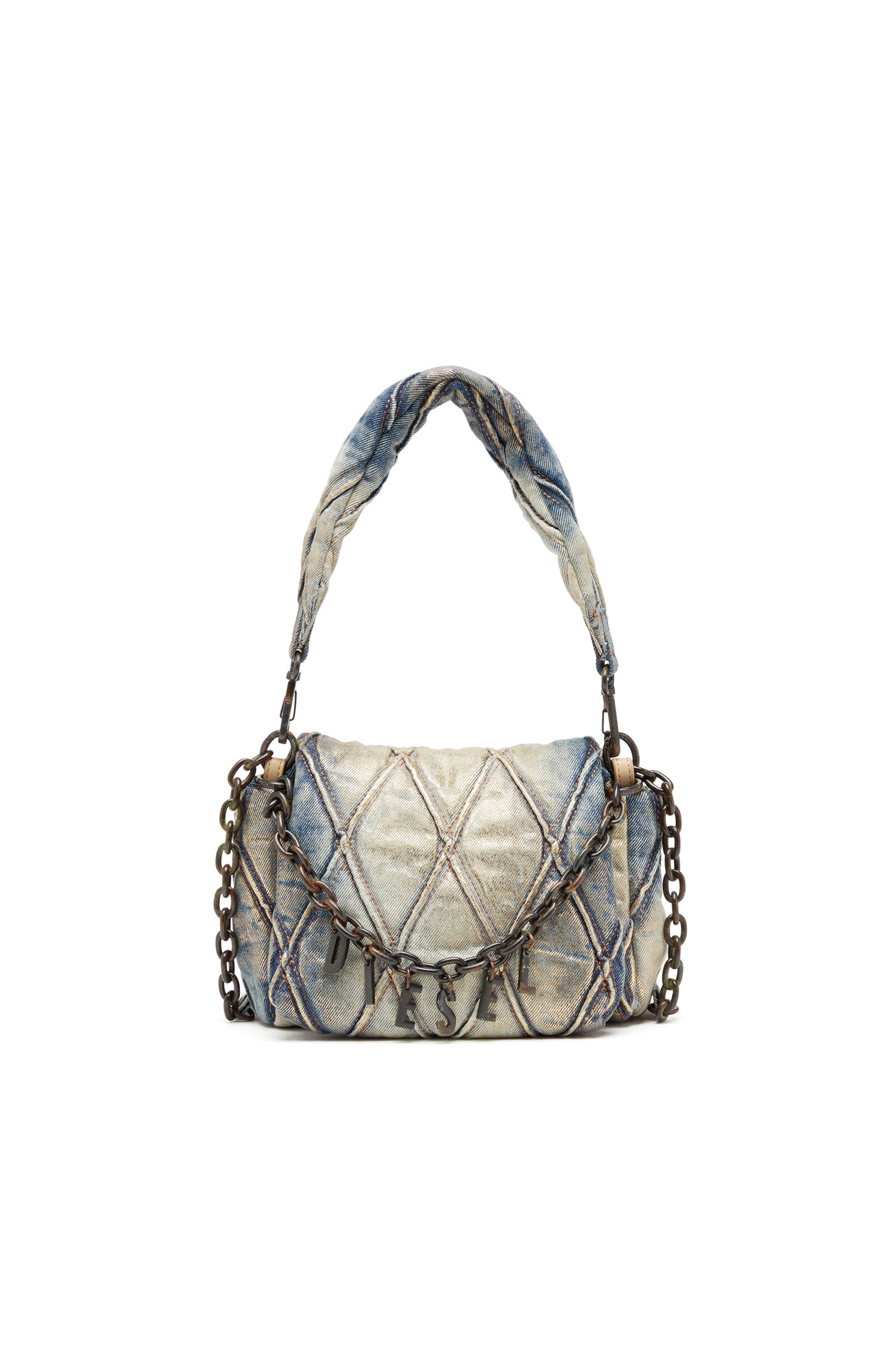 Diesel - CHARM-D SHOULDER S, Woman Charm-D S-Small shoulder bag in metallic quilted denim in Multicolor - Image 1