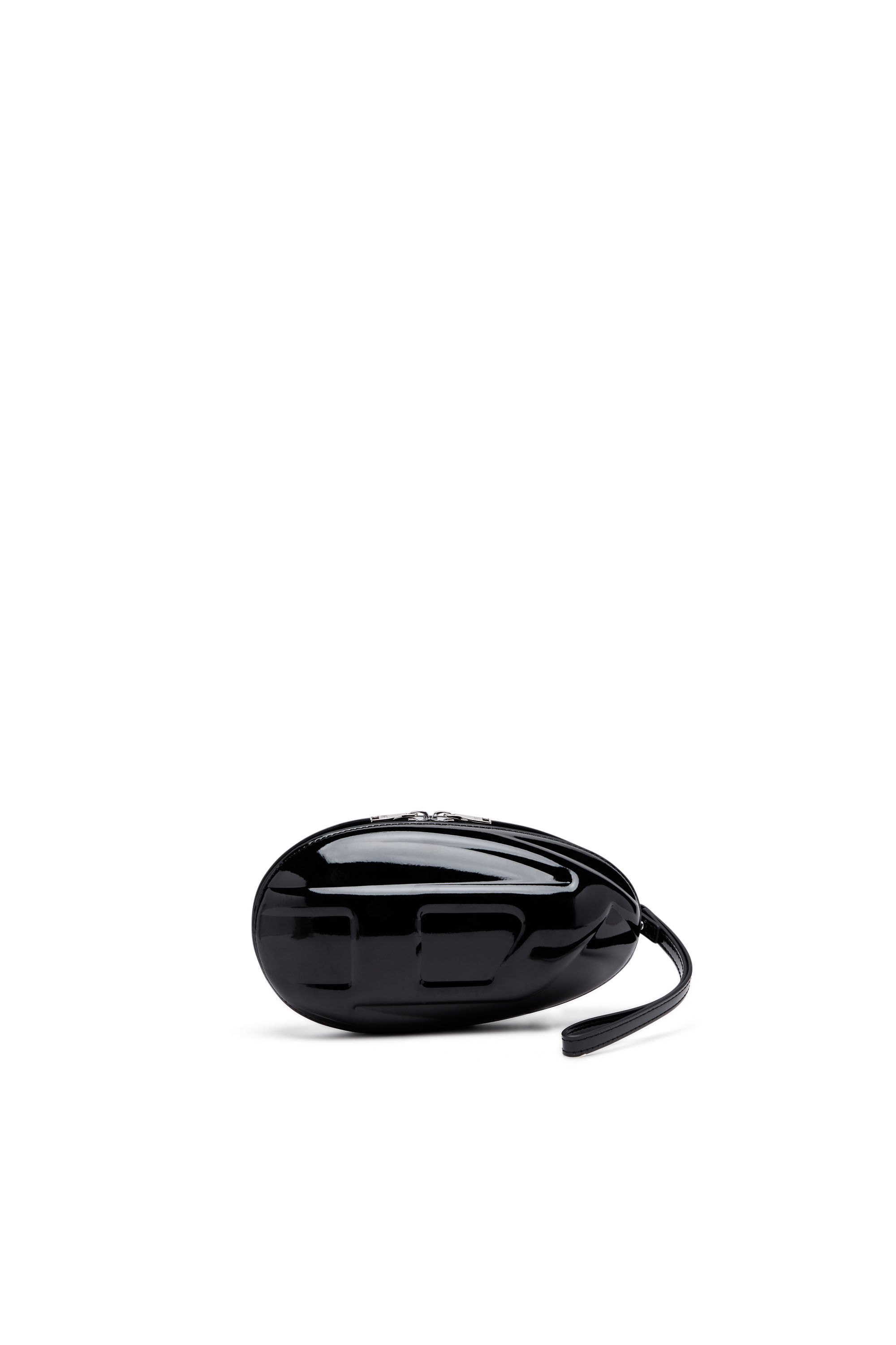 Diesel - 1-DR FOLD CLUTCH, Woman 1-DR Fold-Structured oval clutch in glossy PU in Black - Image 1