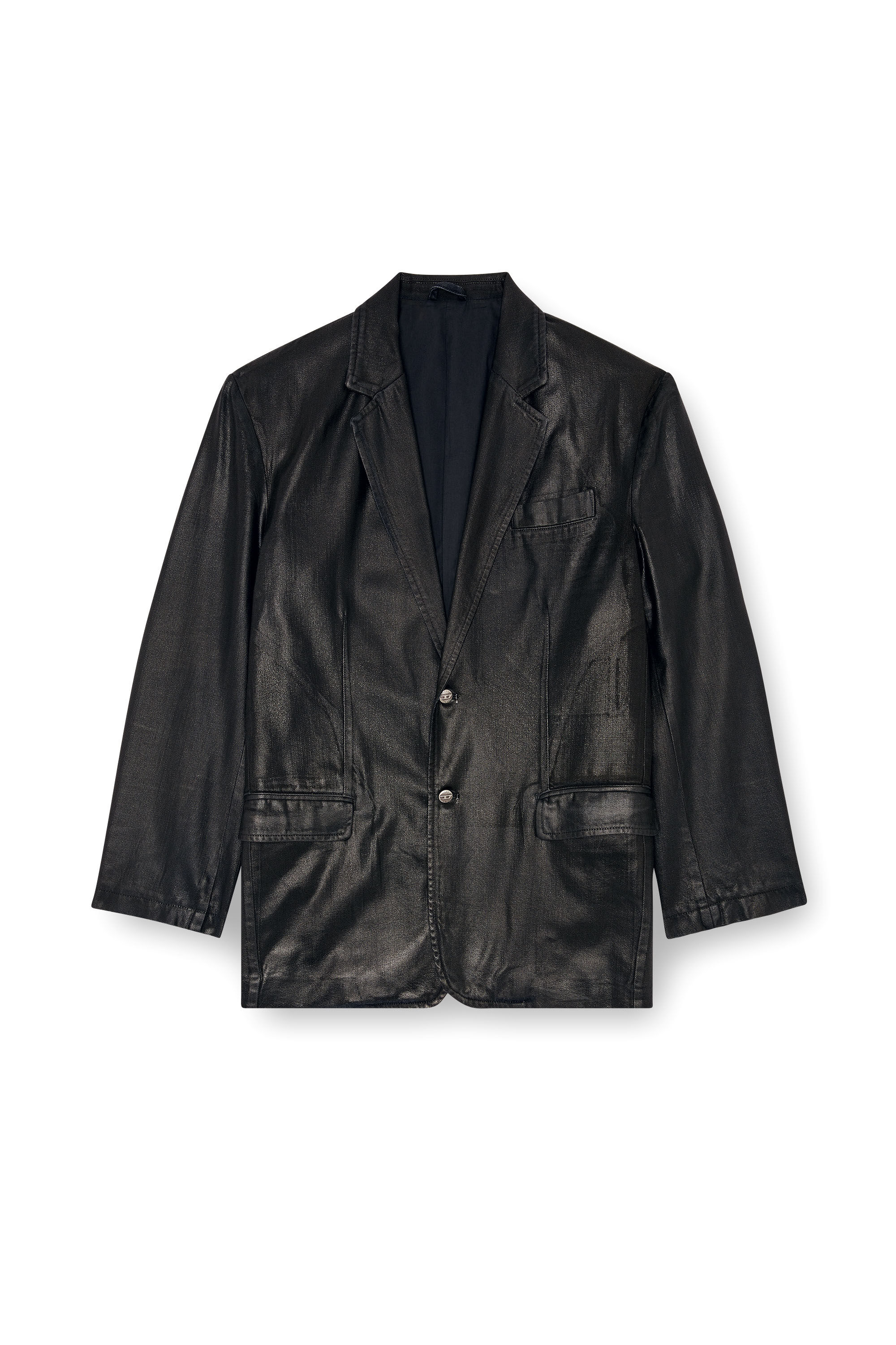 Diesel - D-BLA, Unisex's Blazer in coated tailoring denim in Black - 2