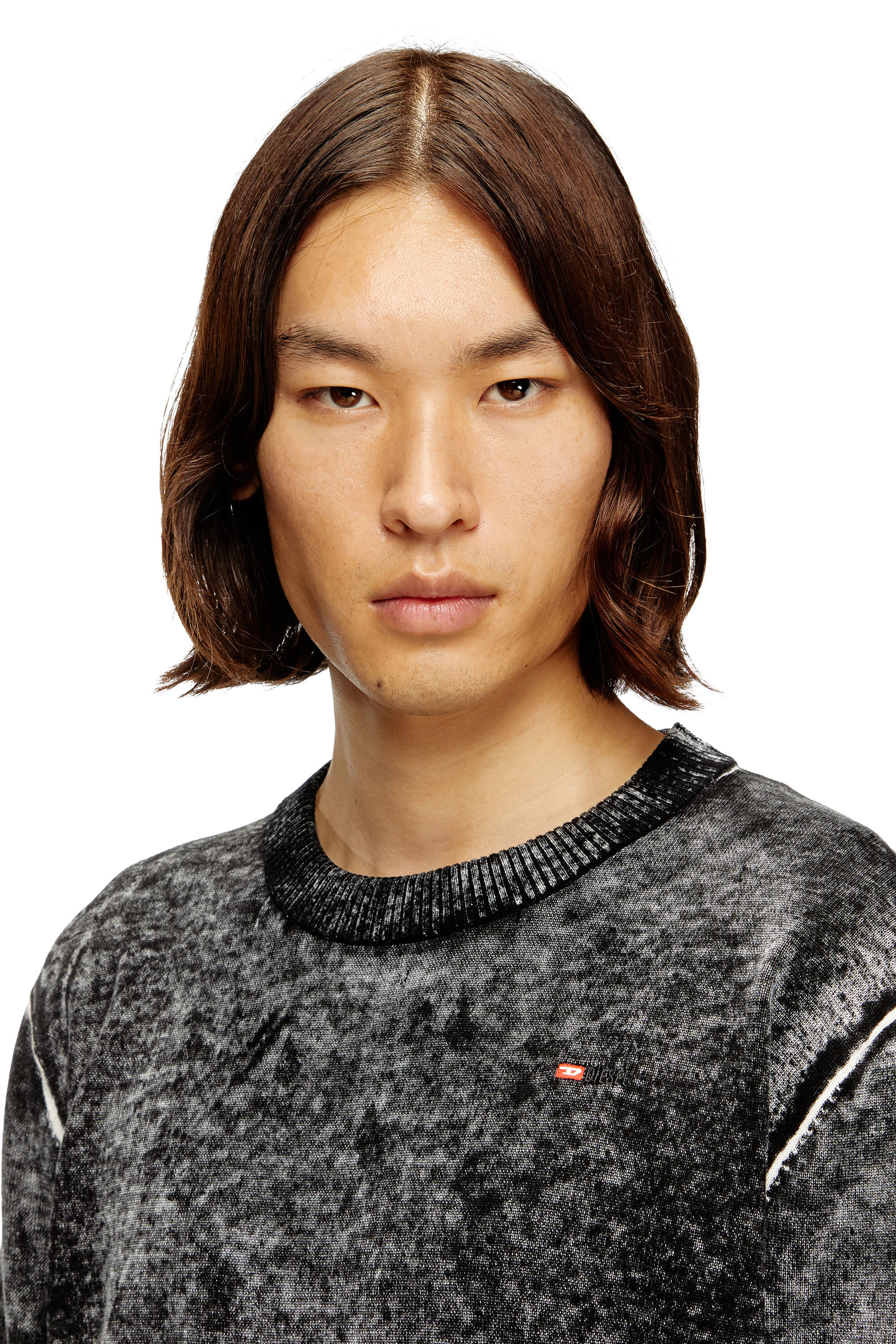 Diesel - K-LAURENT, Man's Jumper with faded reverse print in Grey - 5