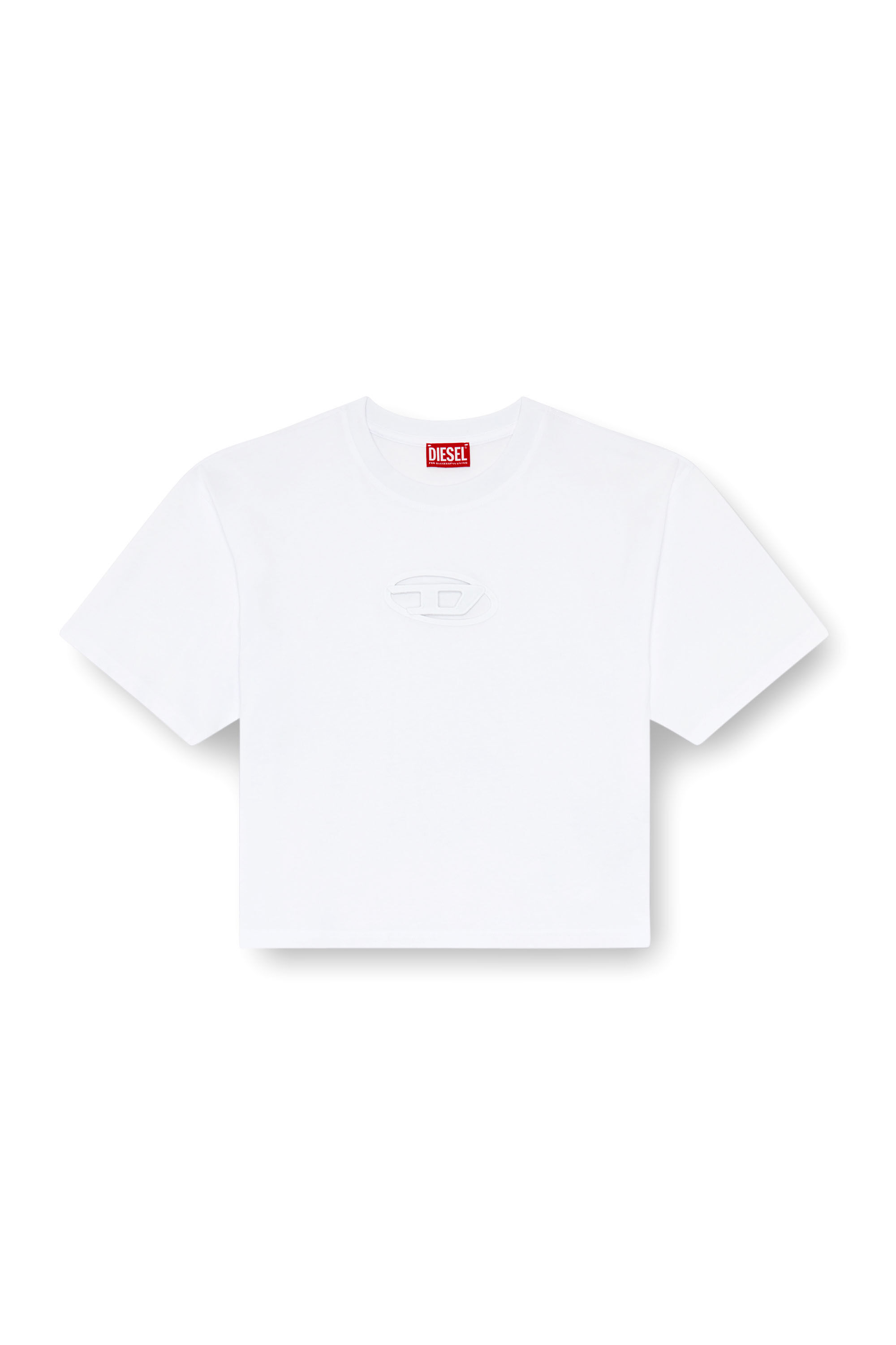 Diesel - T-BUXT-CROP-OD, Woman's Boxy T-shirt with cut-out Oval D logo in White - 2