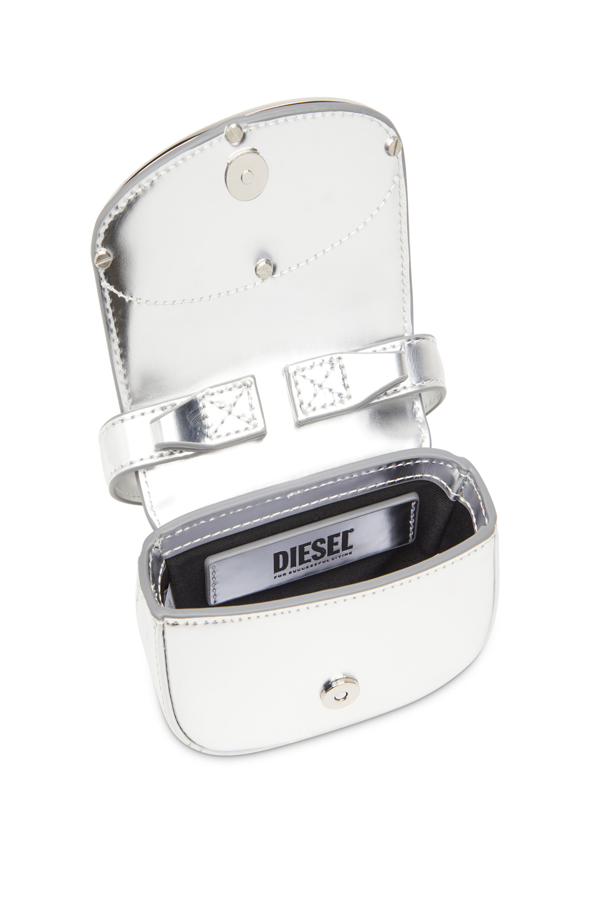 Diesel - 1DR-XS-S, Woman 1DR-XS-S-Iconic mini bag in mirrored leather in Silver - Image 5