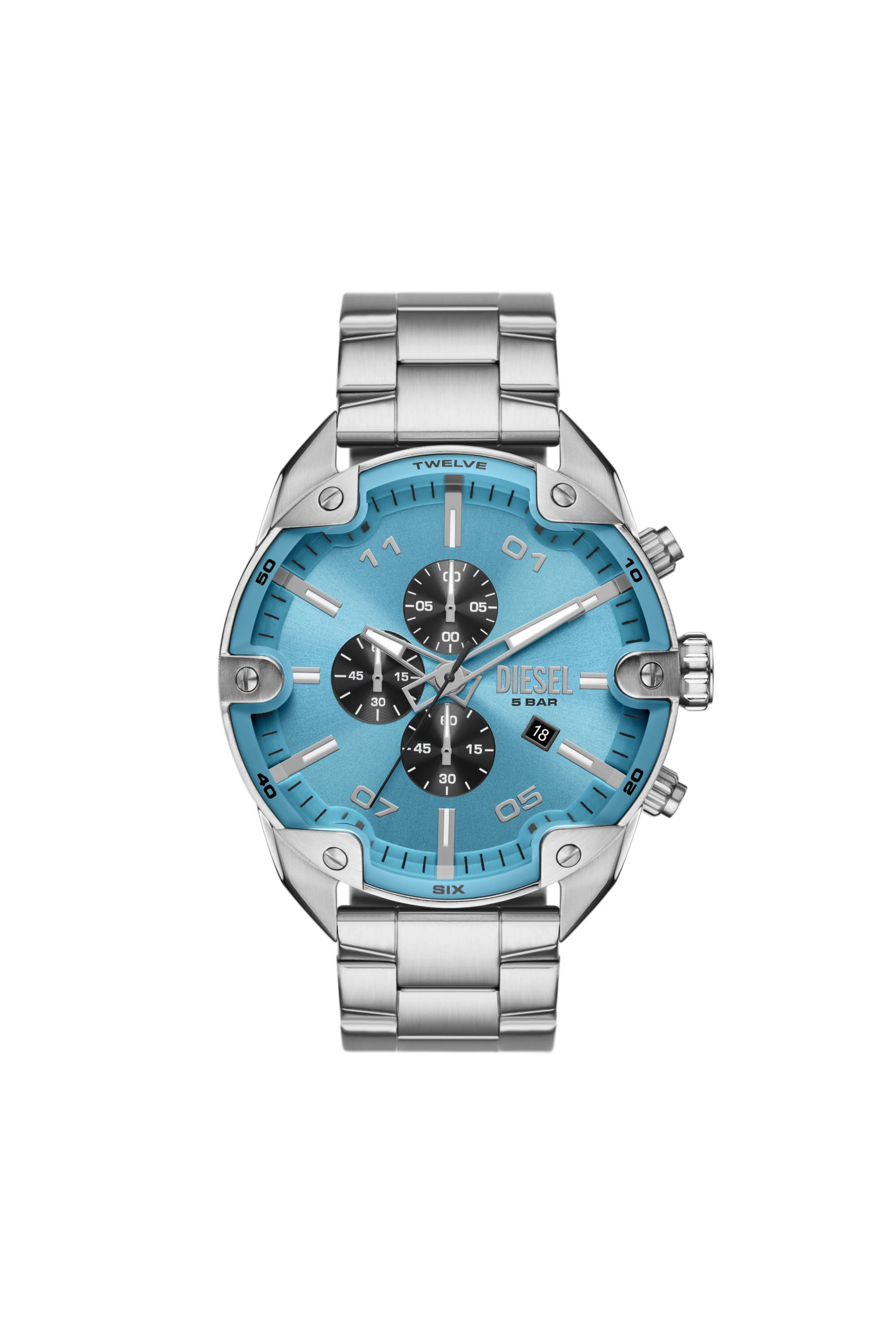 Men's Spiked chronograph stainless steel watch | Silver | Diesel DZ
