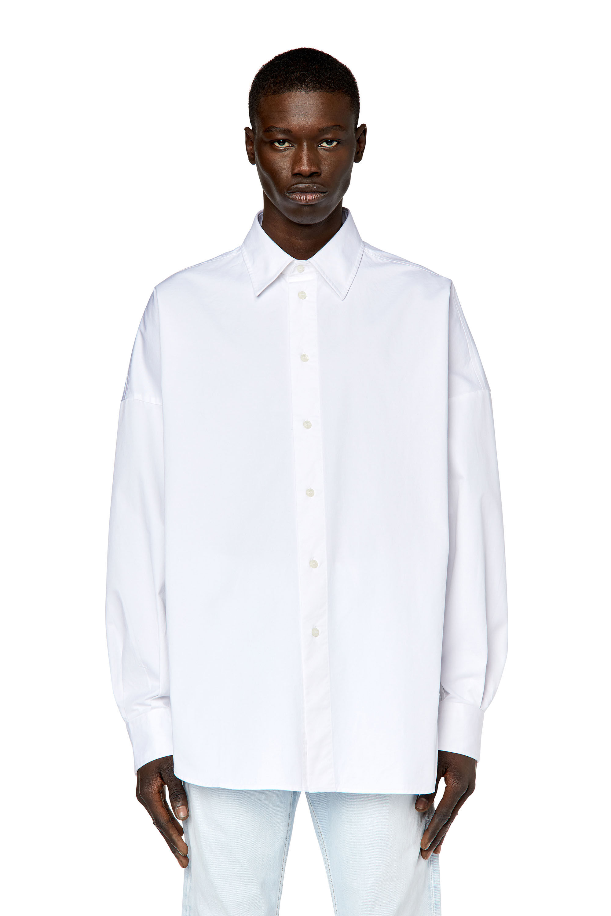 Diesel - S-LIMO-LOGO, Man Shirt with maxi logo embroidery in White - Image 4