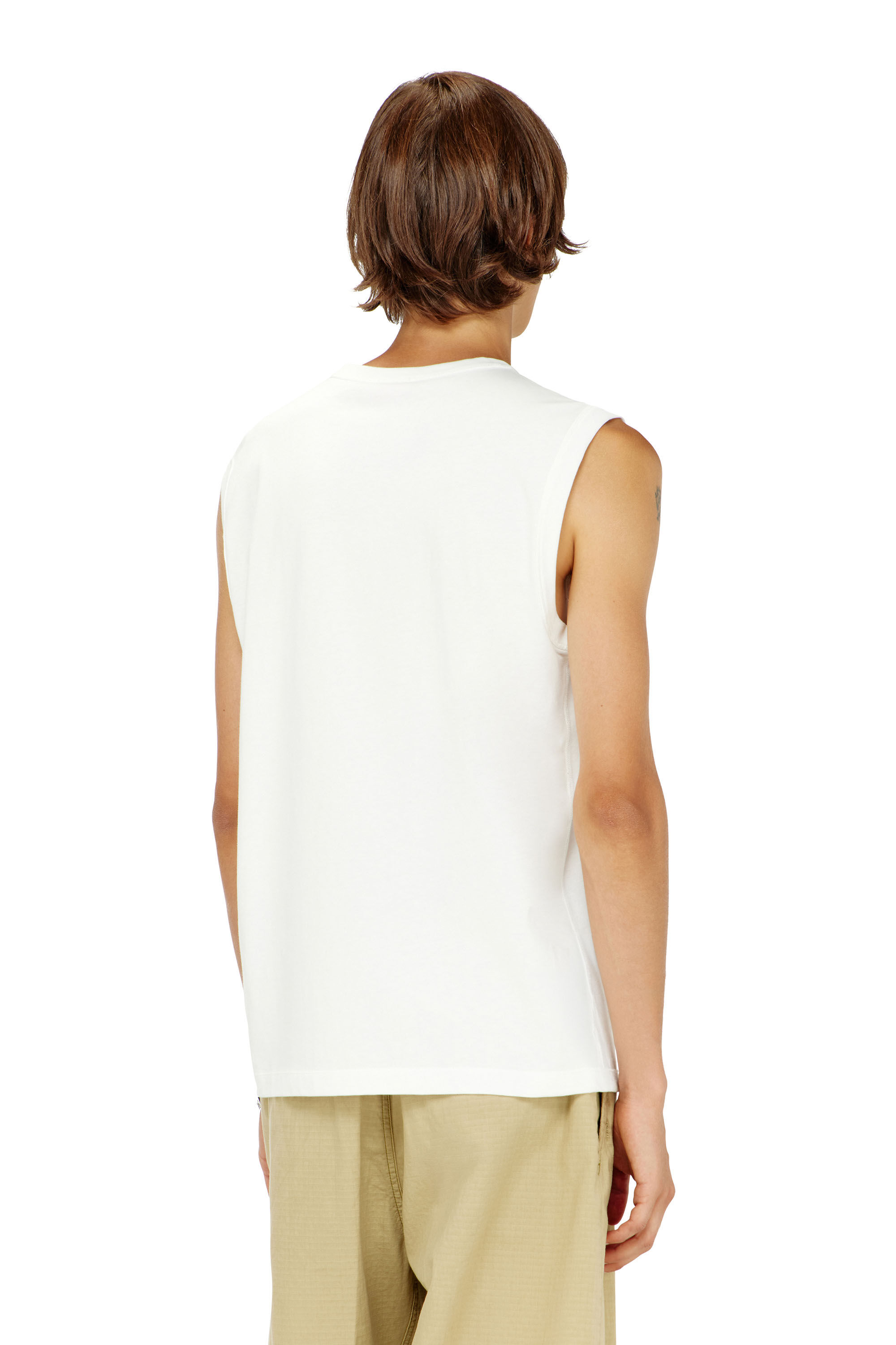 Diesel - T-BISCO-IOD, Man's Cotton tank top with metallic Oval D in White - 4