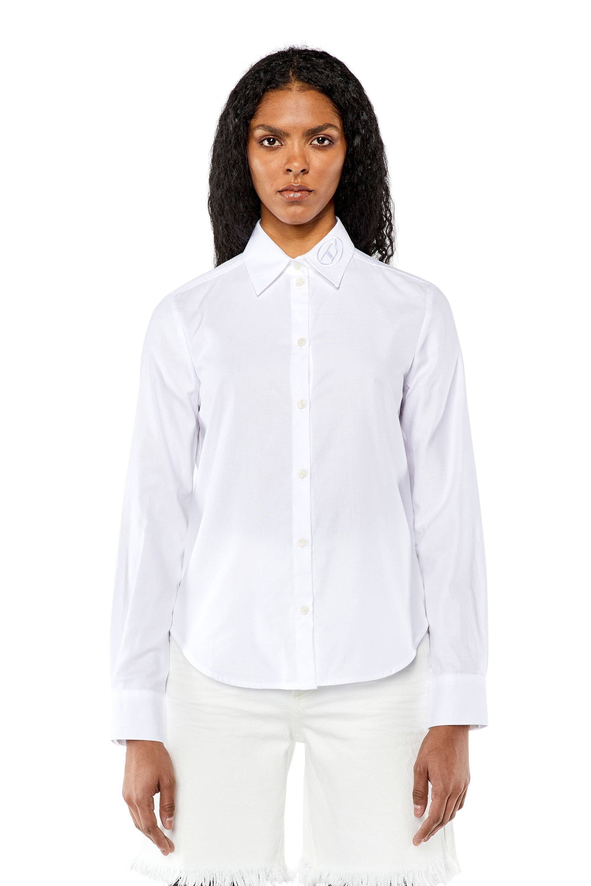 Diesel - C-GIS, Woman Poplin shirt with tonal D embroidery in White - Image 6