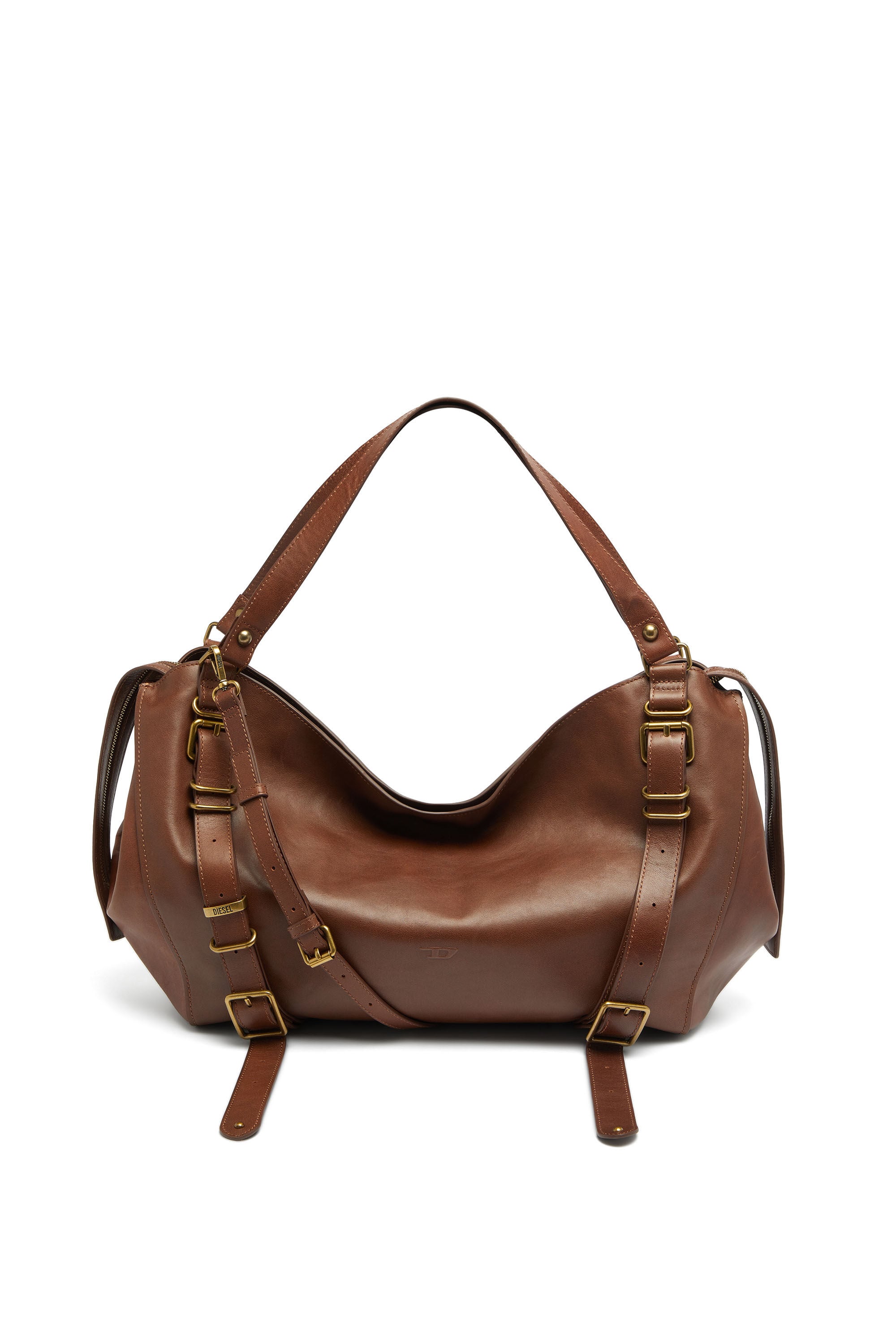 Diesel - D-ONE TOPHANDLE L, Unisex's D-One-Large top-handle bag in treated leather in Brown - 2