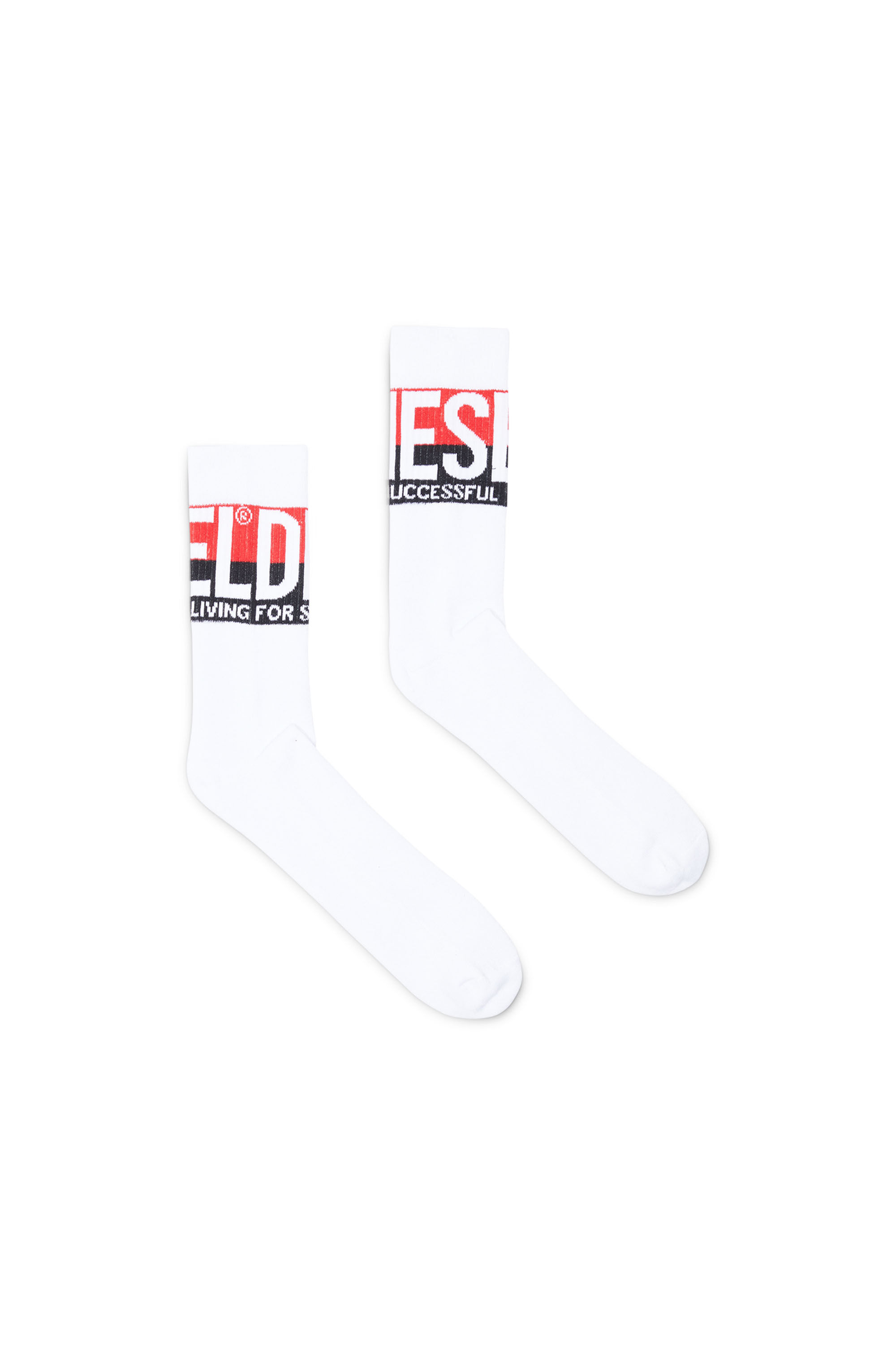 Diesel - SKM-RAY, Man Socks with maxi logo cuffs in White - Image 1
